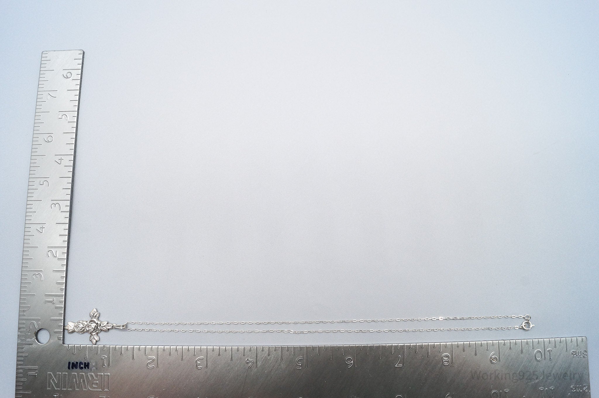 Vintage Rose Cross Sterling Silver Necklace 17"