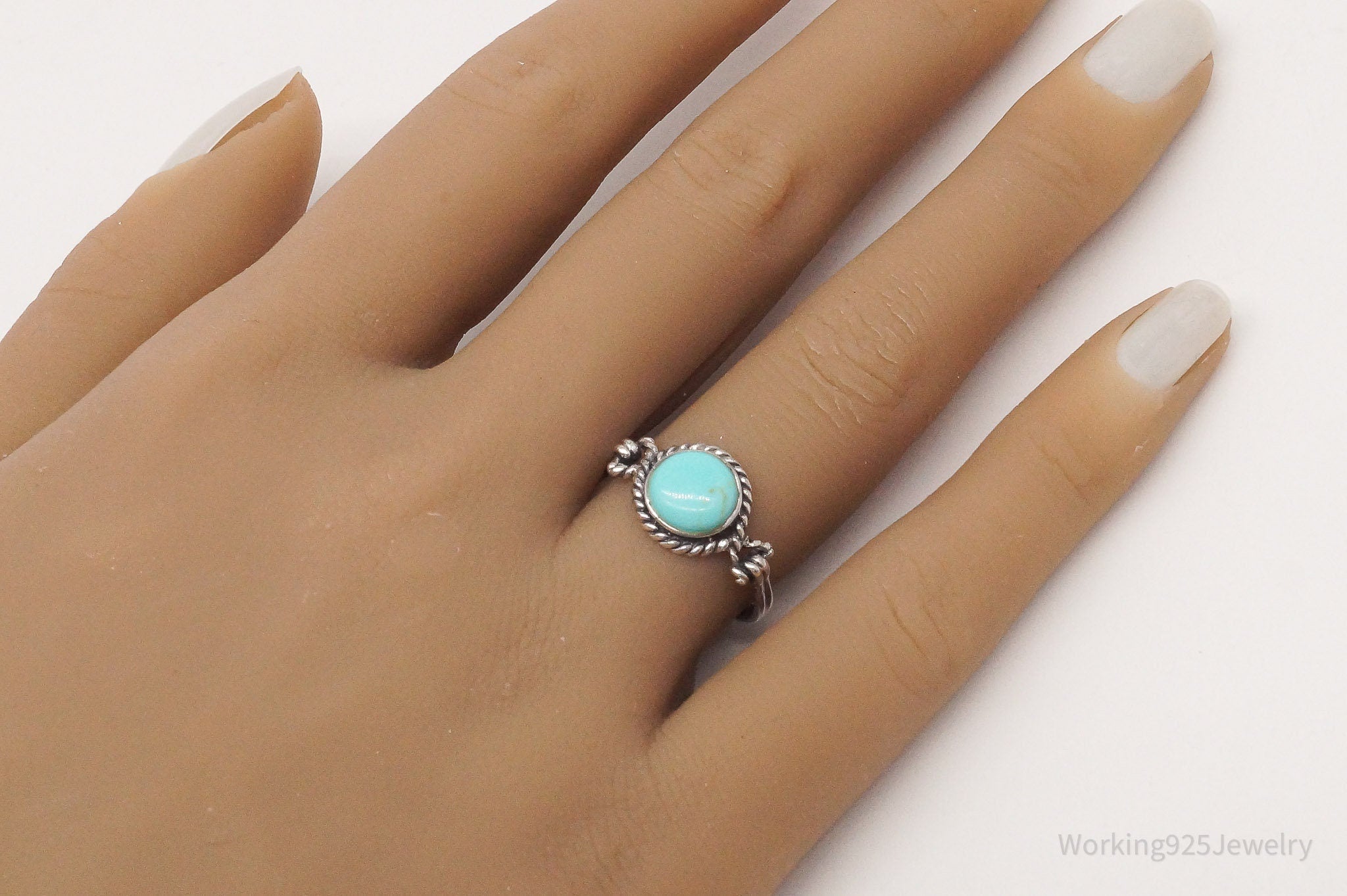 Vintage Turquoise Sterling Silver Ring - Size 7.5