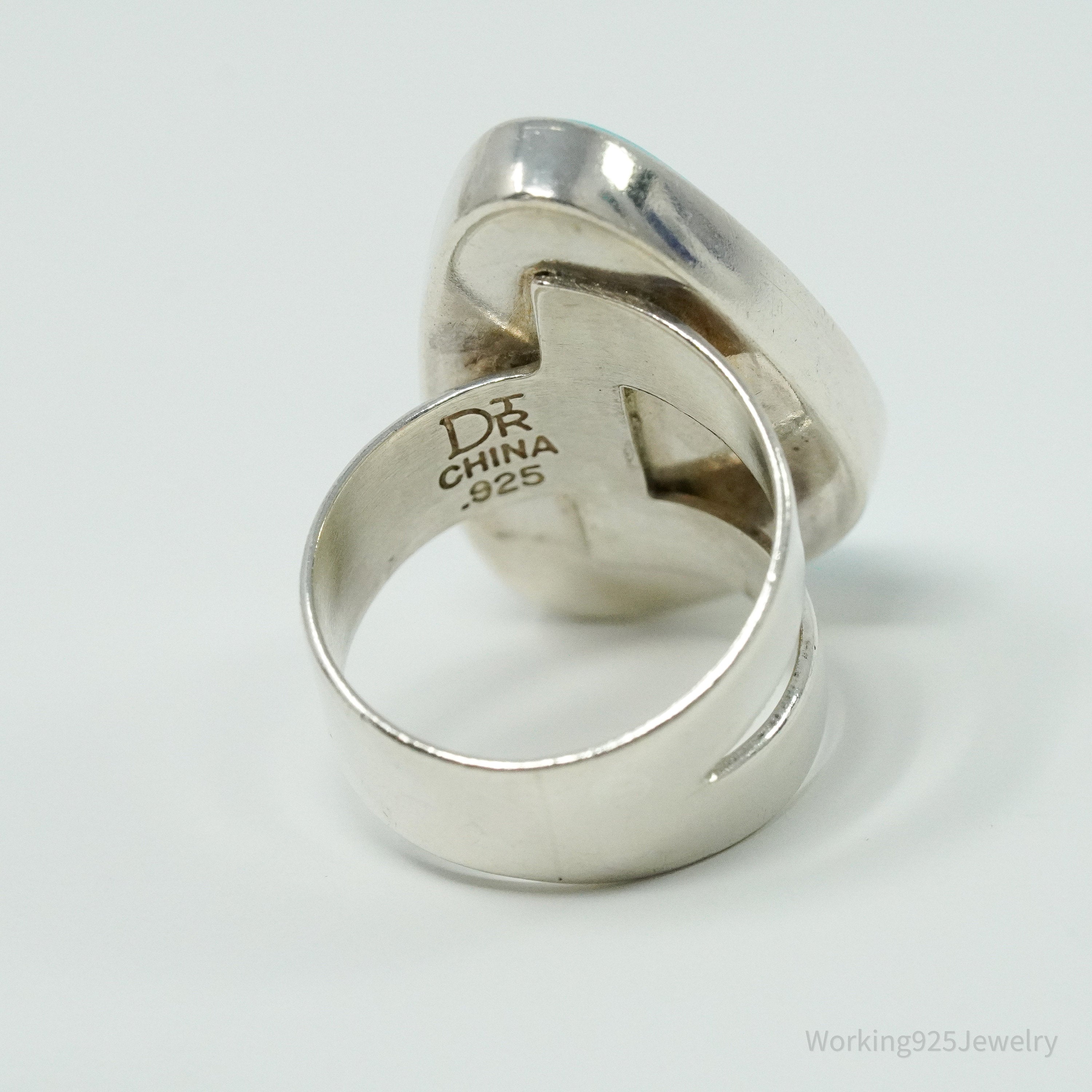 Vintage Designer Desert Rose Trading DTR Turquoise Sterling Silver Ring - 6