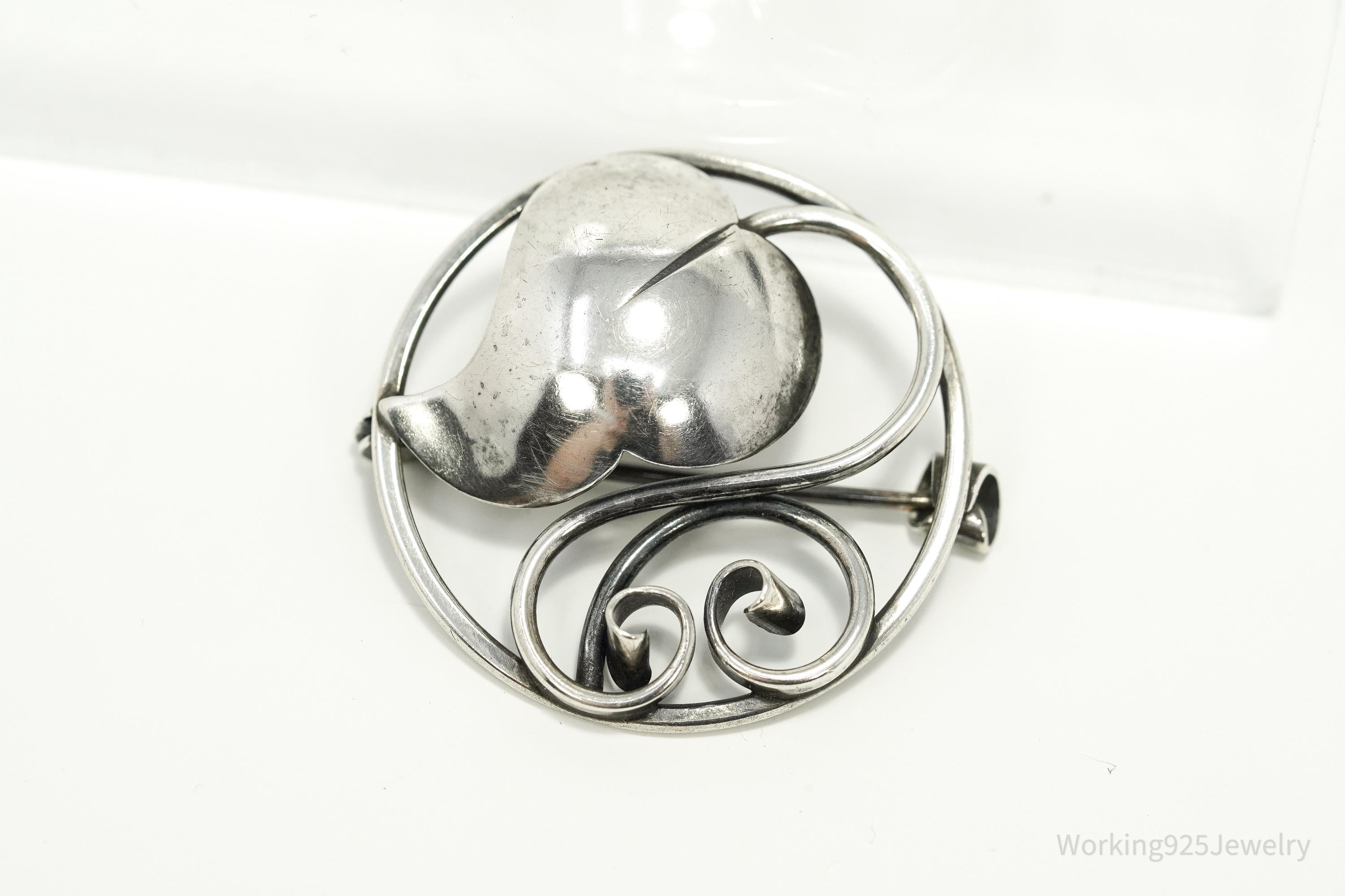 MCM Vintage Danish Modernist John Lauritzen 830S Silver Brooch Pin