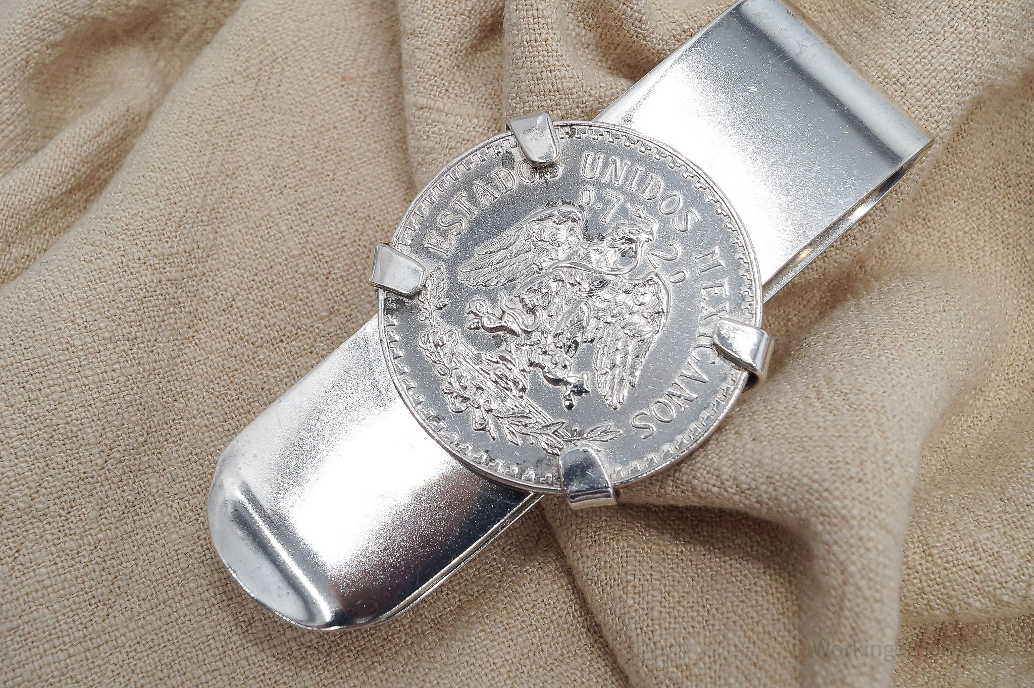 Vintage Maciel ESTADOS UNIDOS MEXICANOS 20 Centavos Silver Coin Money Clip