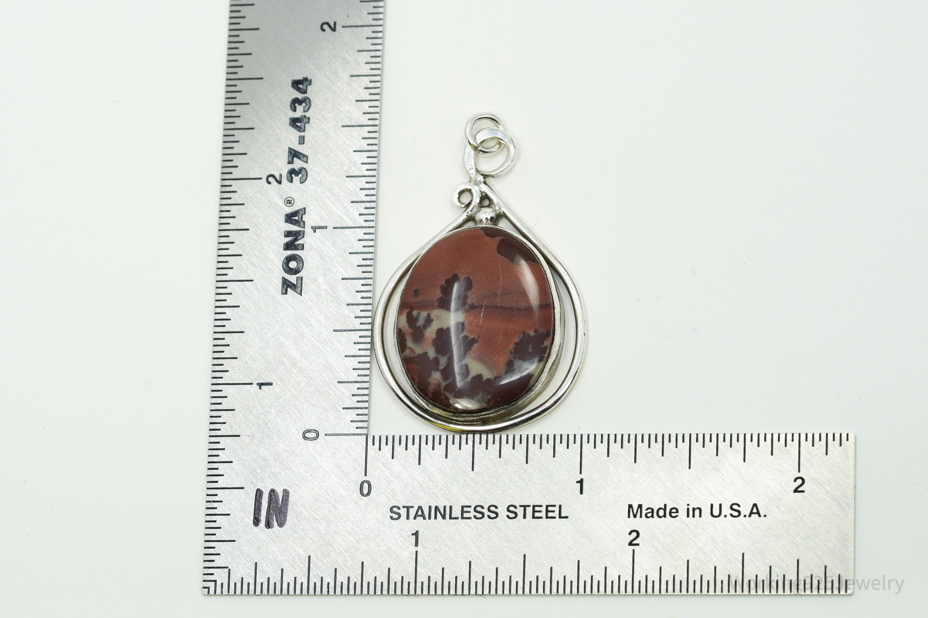 Vintage Jasper Sterling Silver Necklace Pendant