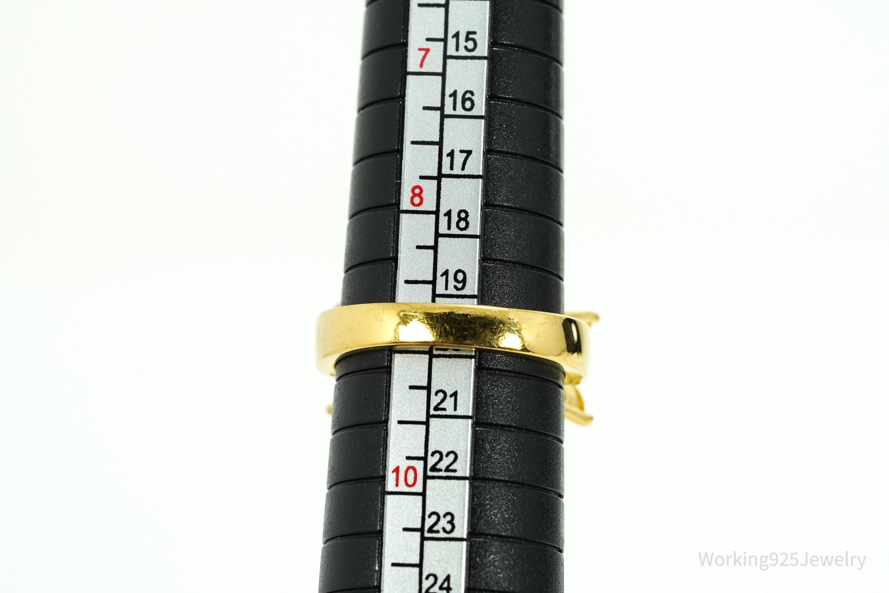 Vintage Citrine & White Topaz Gold Over Sterling Silver Ring - Size 9