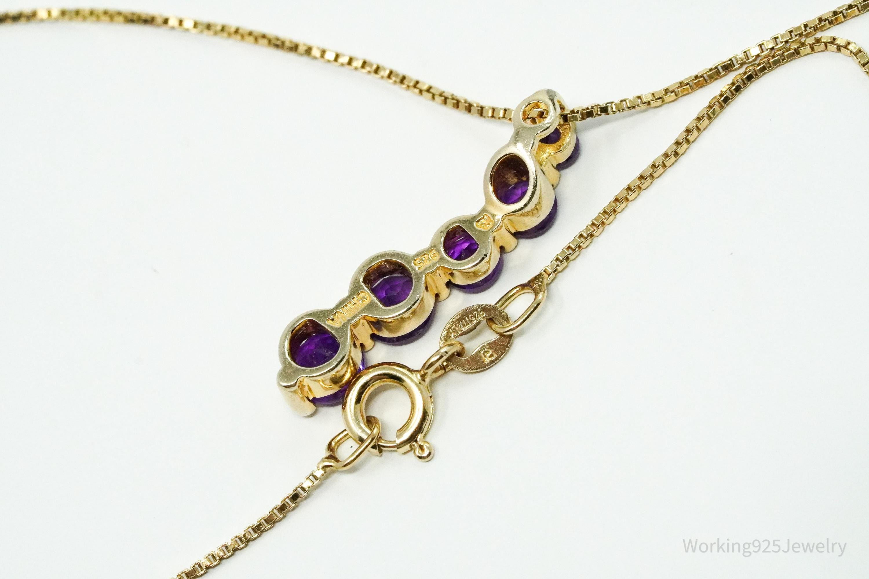 Vintage Ross Simons Amethyst Gold Vermeil Sterling Silver Necklace 18"