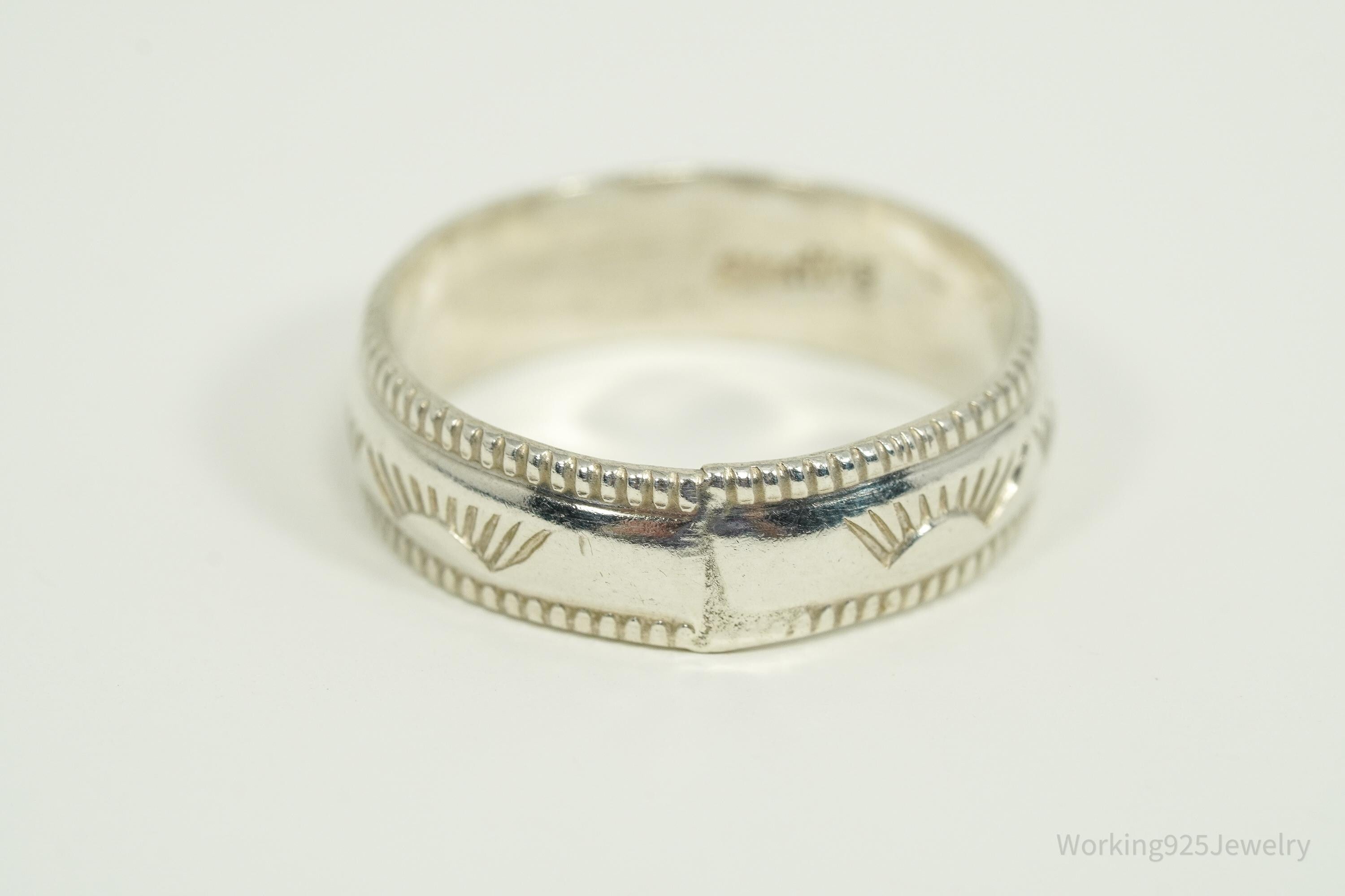 Vintage Native American Sterling Silver Band Ring Size 8.25