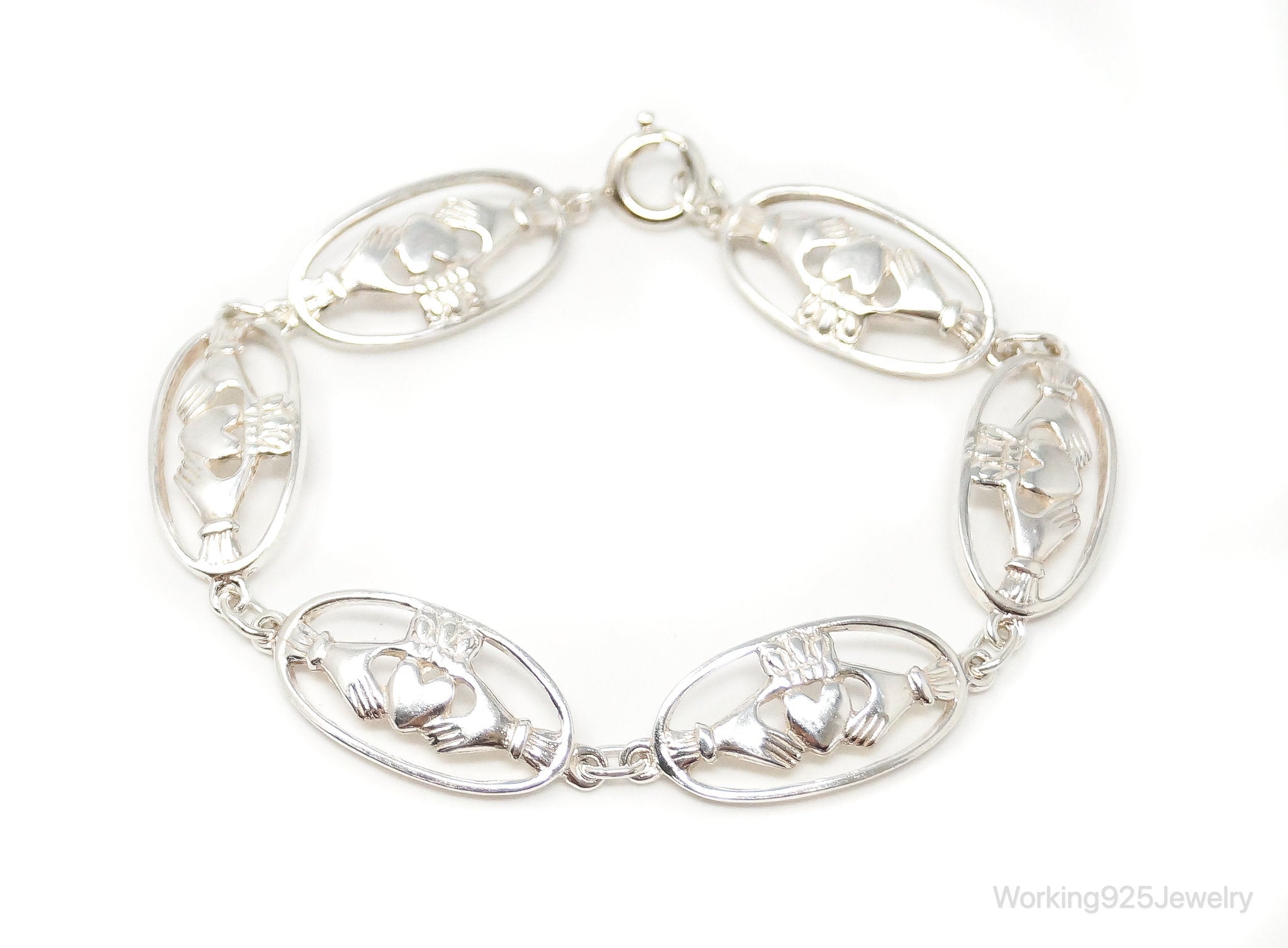 Vintage Claddagh Cut Out Sterling Silver Bracelet