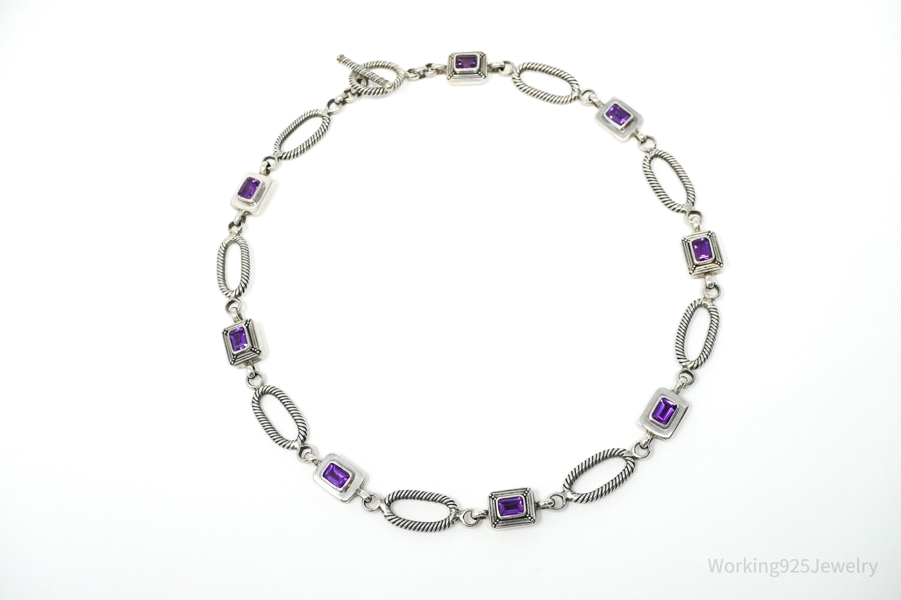 Vintage Designer Amethyst Sterling Silver Necklace 18"