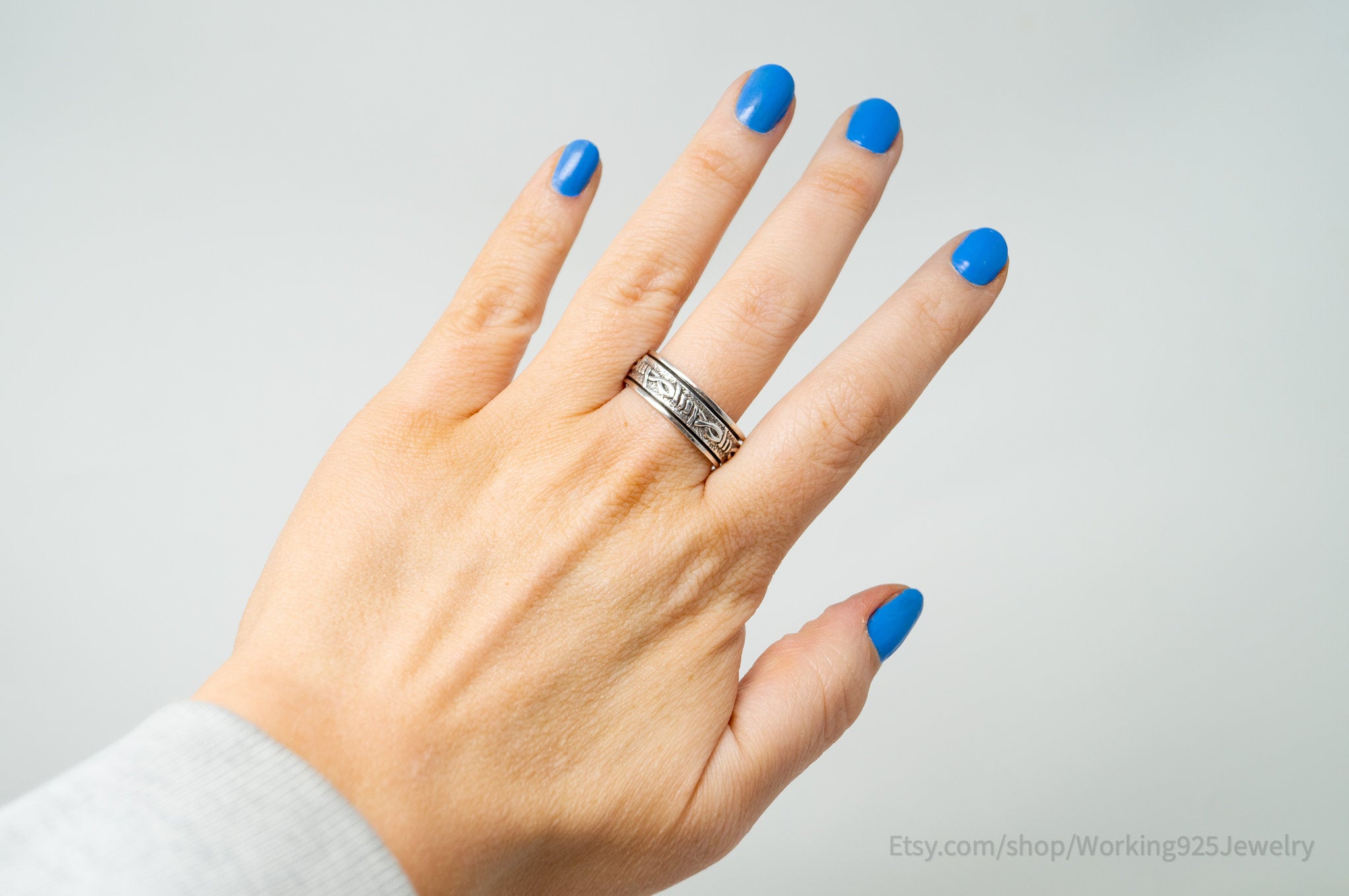 Vintage Barbed Wire Wrap Designer Sterling Silver Spinner Band Ring Sz 11.5