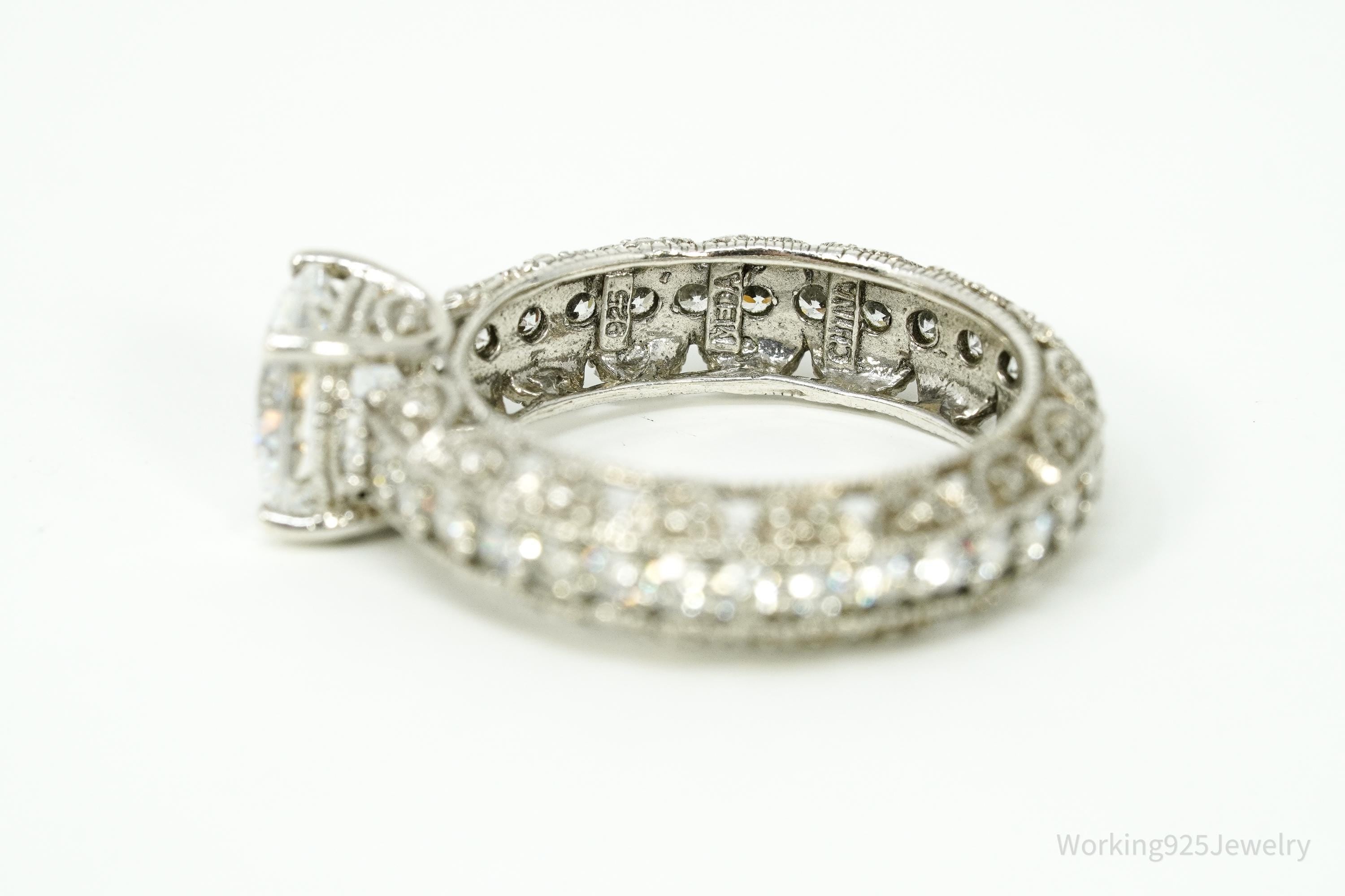 Vintage Cubic Zirconia Sterling Silver Ring - Size 8