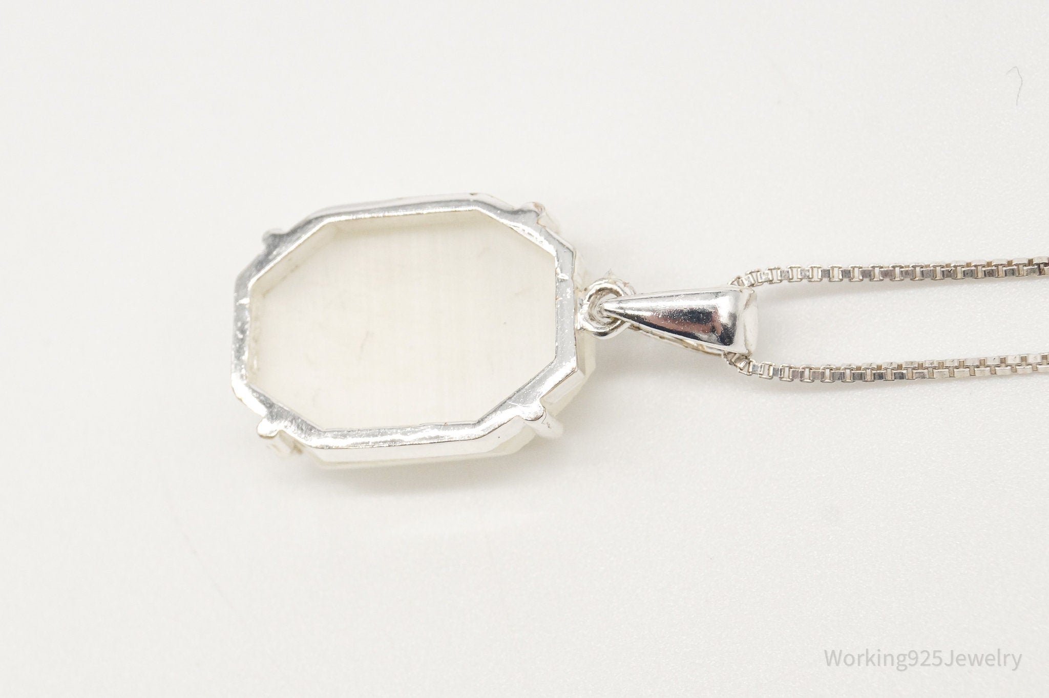 Vintage Art Deco Style Mother of Pearl Sterling Silver Necklace