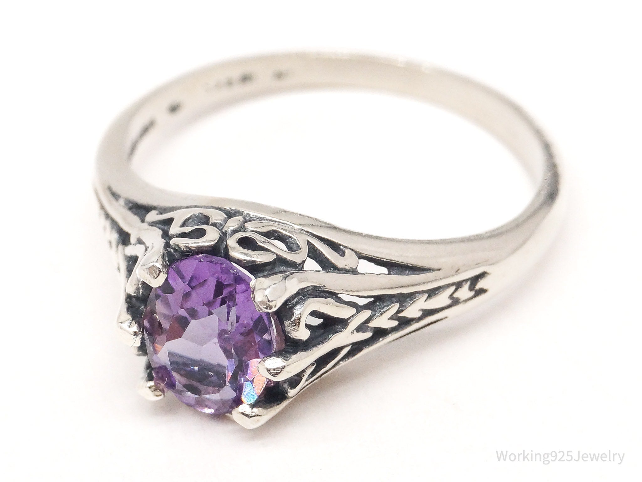 Vintage Designer KABANA Amethyst Sterling Silver Ring - Size 6