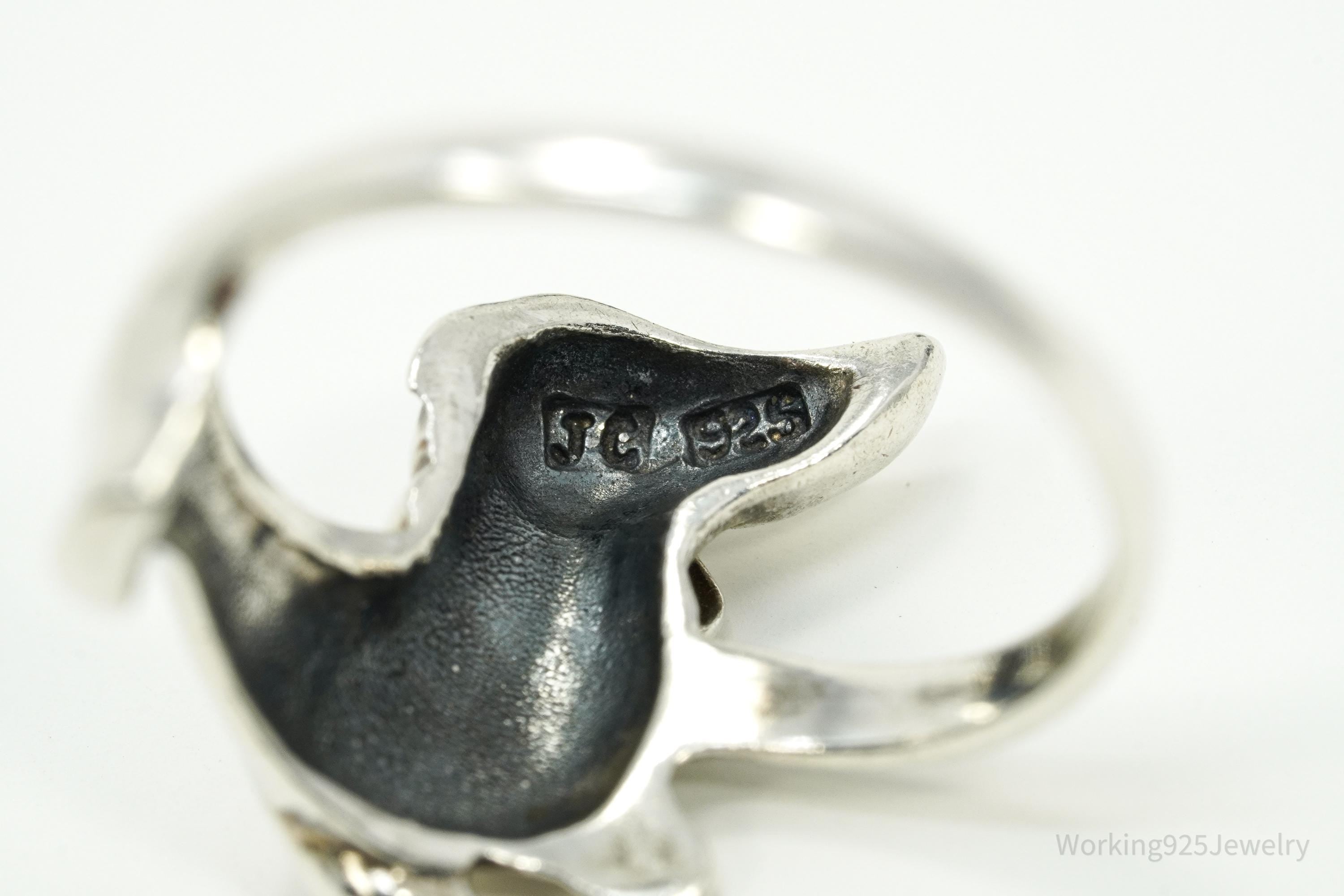 Vintage Dachshund Sterling Silver Ring - Size 6