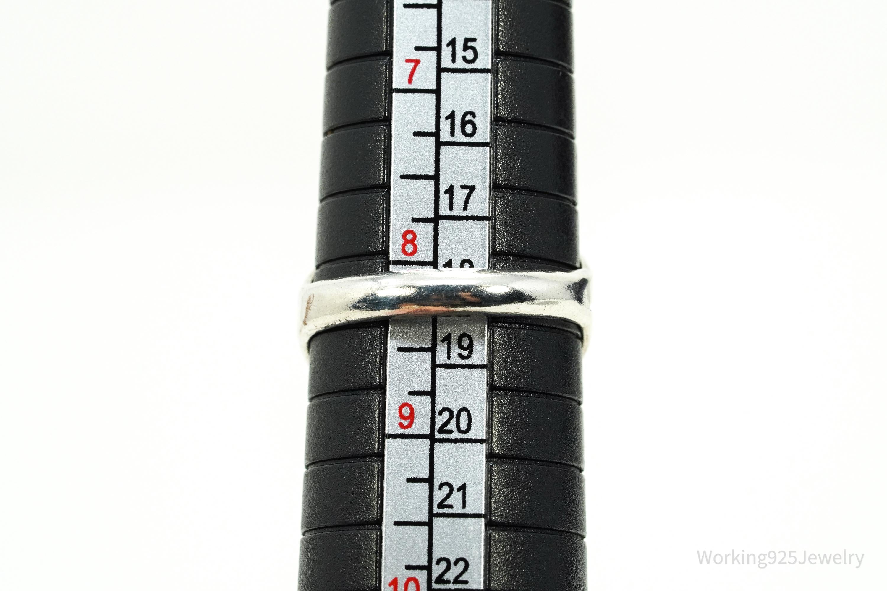 Vintage Native American Turquoise Silver Ring - Size 8.25