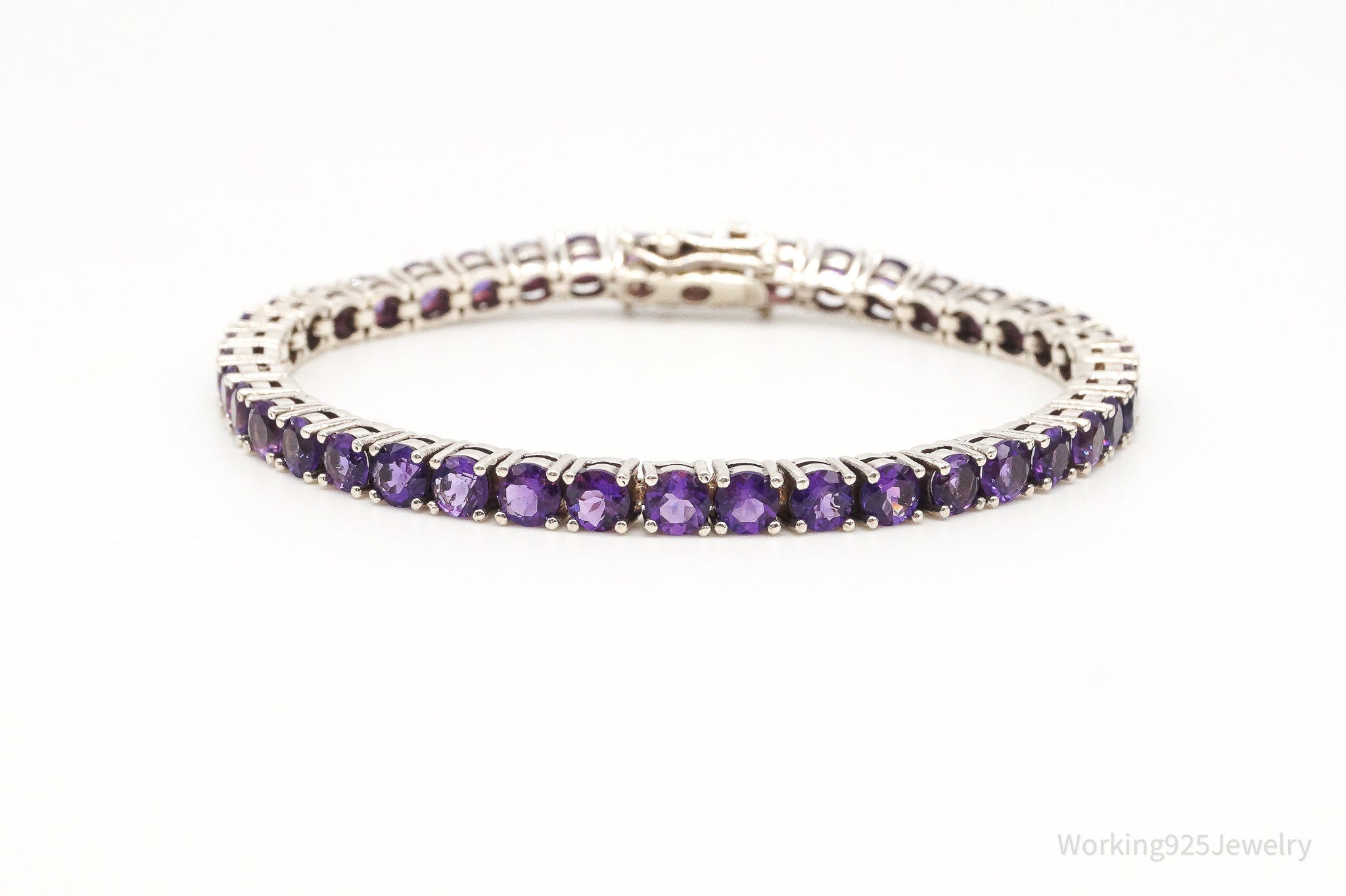 Vintage Purple Cubic Zirconia Sterling Silver Bracelet