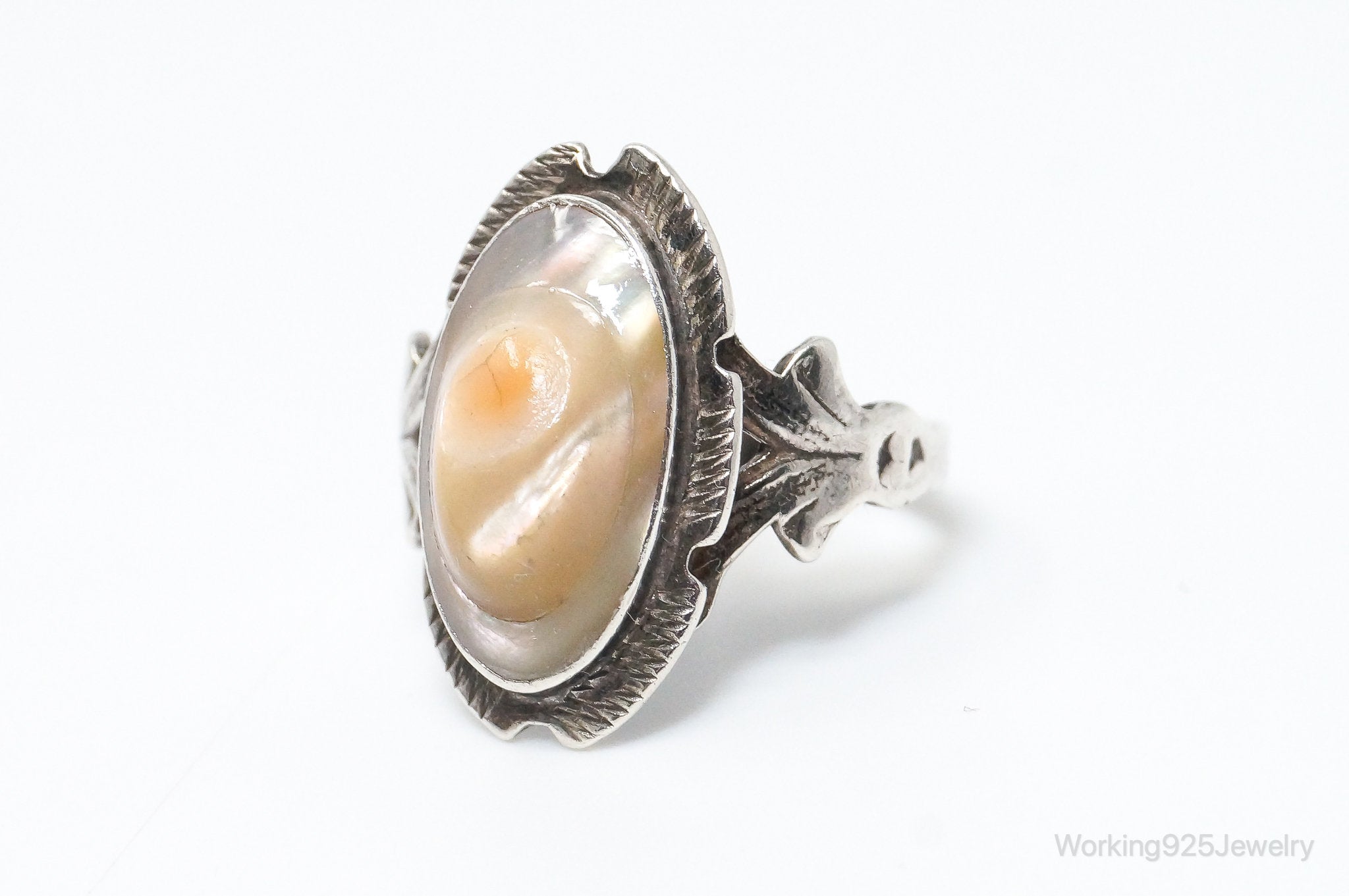 Antique Shell Sterling Silver Ring - SZ 5