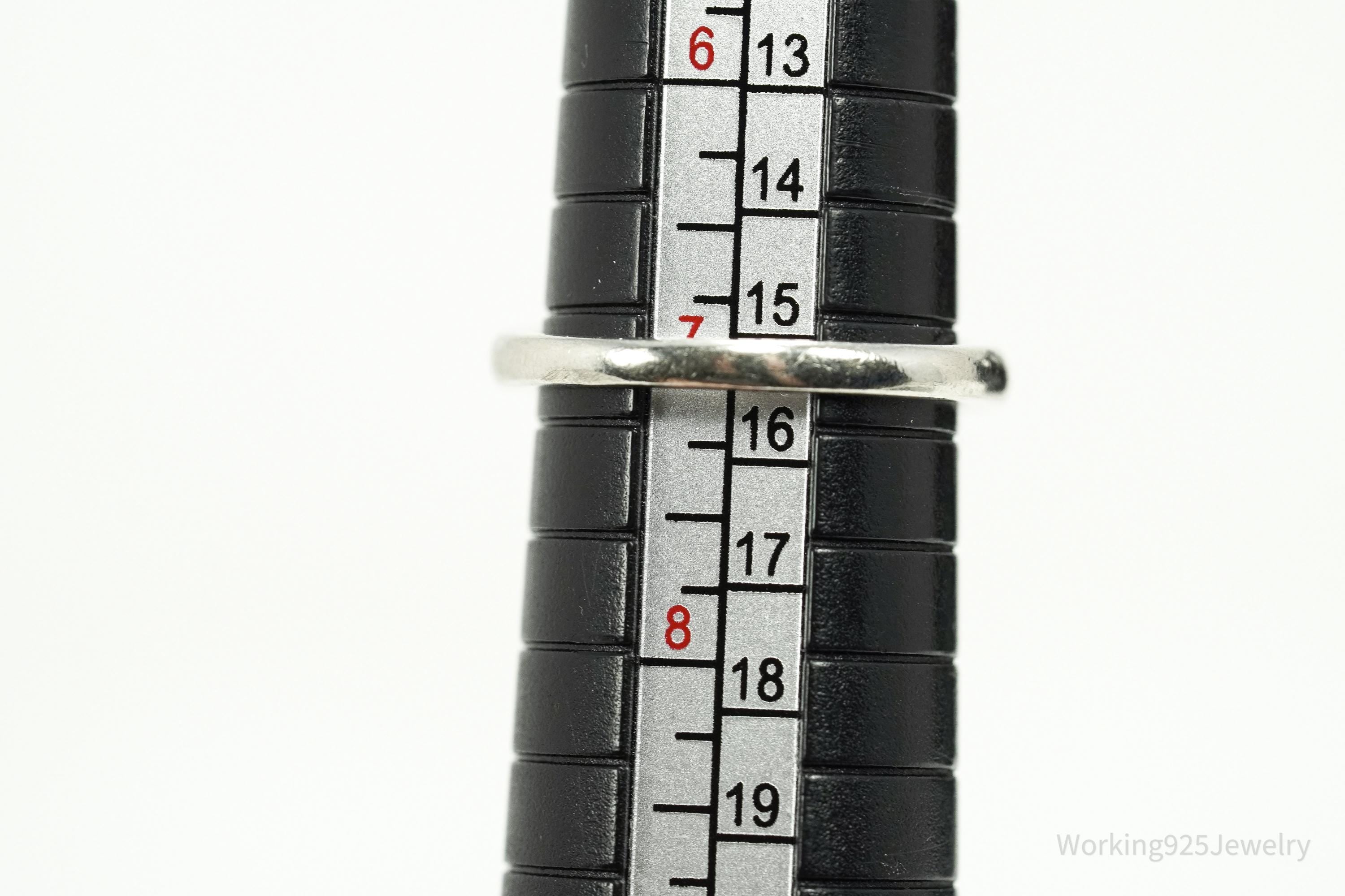 Vintage Blue Topaz & Cubic Zirconia Sterling Silver Ring - Size 7