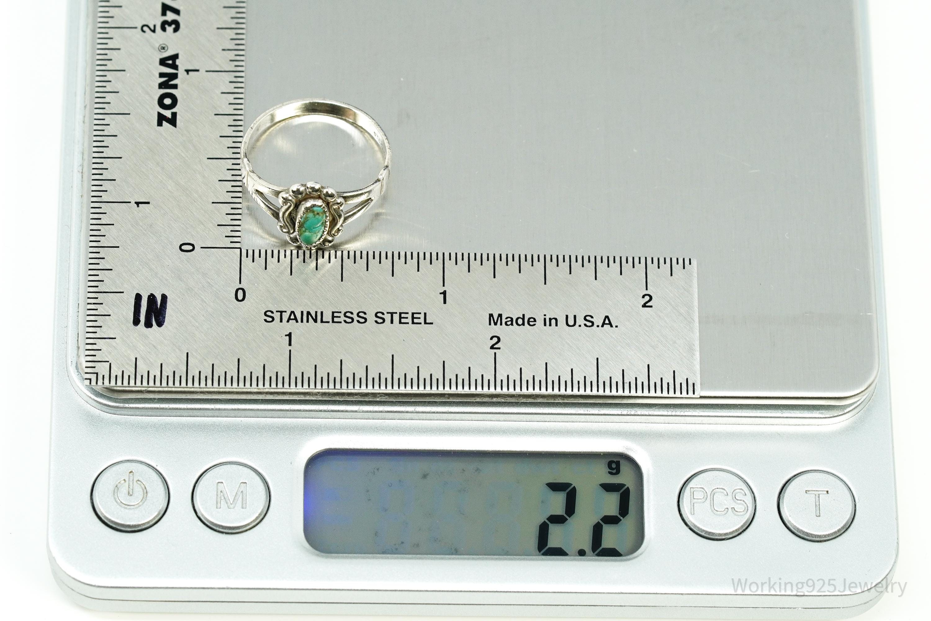 Vintage Native Bell Trading Post Turquoise Sterling Silver Ring - Size 7