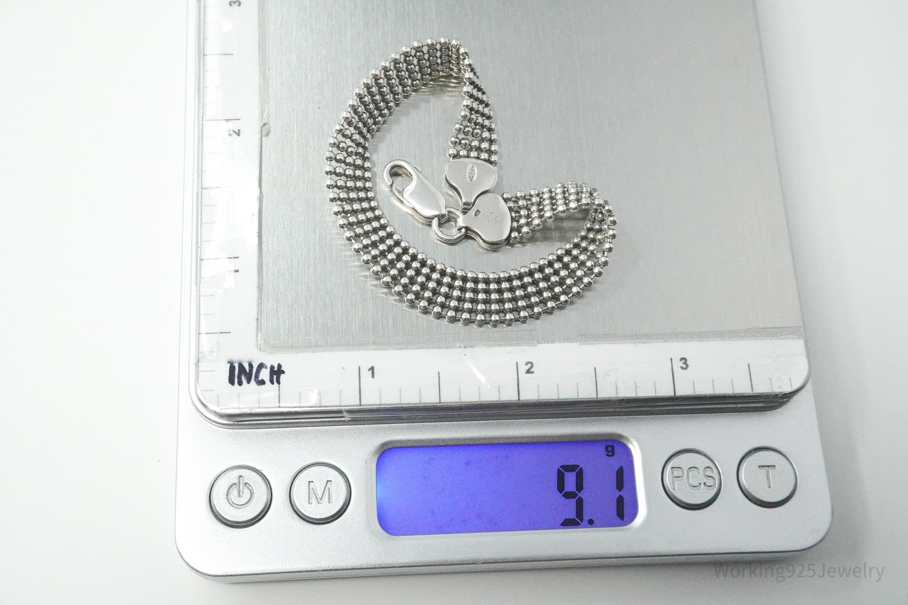 Vintage Italian Mesh Style Sterling Silver Bracelet 7.25"