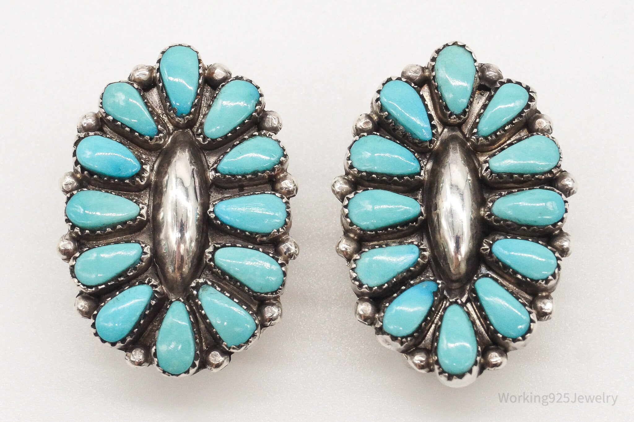 Vintage Native American Maryann & Felix Chavez Turquoise SterlingSilver Earrings