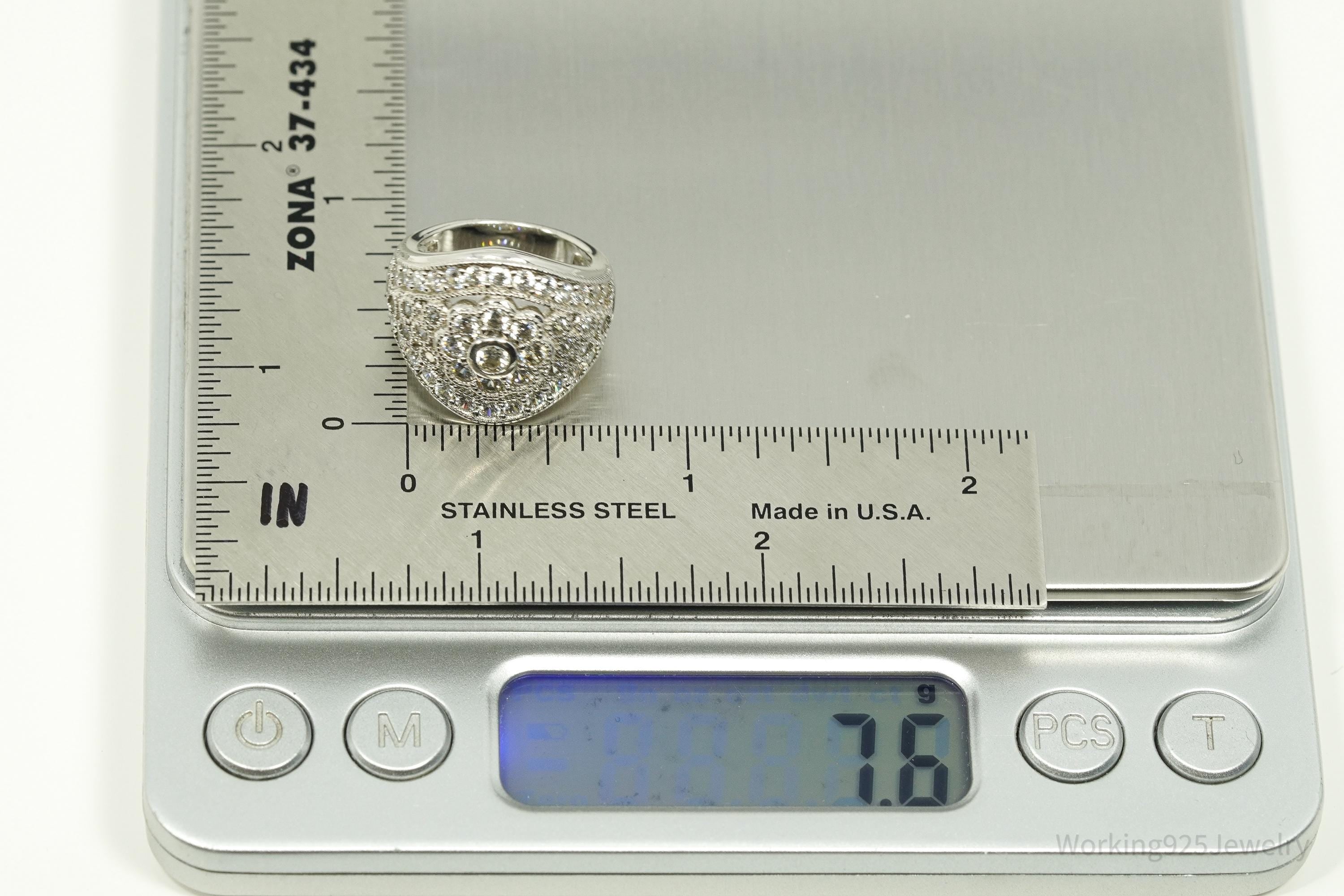 Vintage Cubic Zirconia Sterling Silver Ring - Size 5