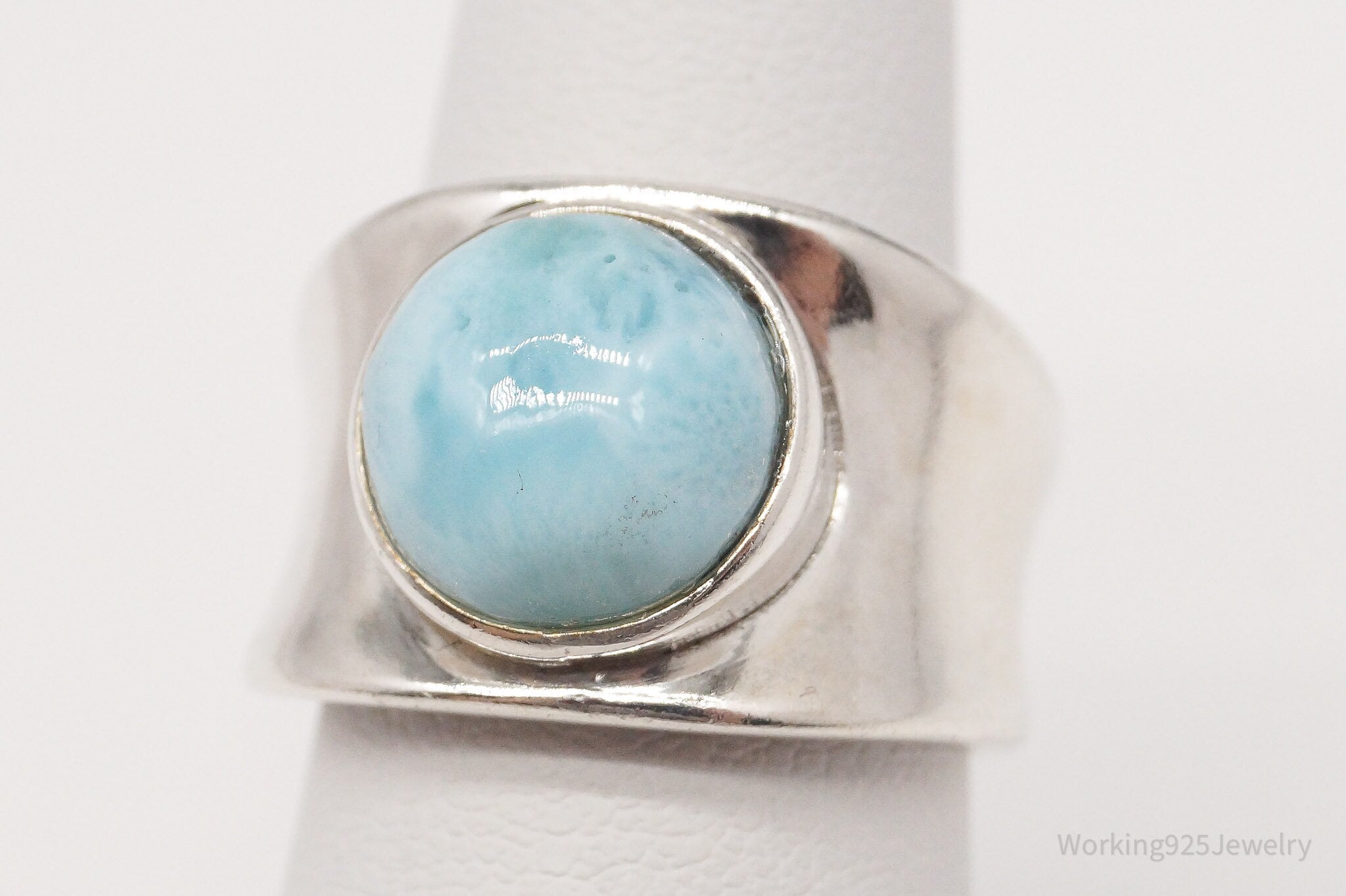 Vintage Blue Larimar Sterling Silver Ring - Size 5.5