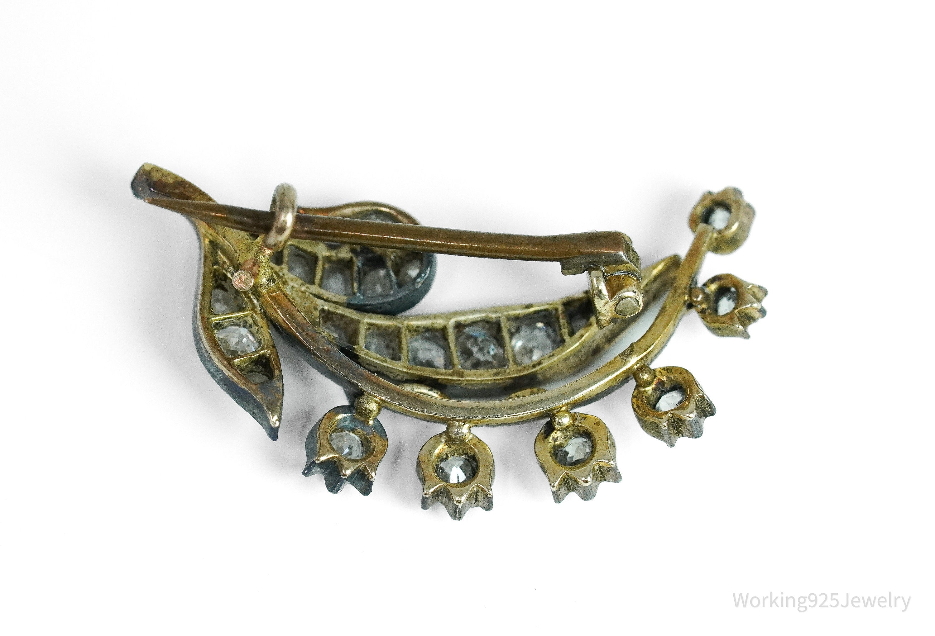 Victorian 14K Yellow Gold & Bead Set 21 Diamond Pin Brooch