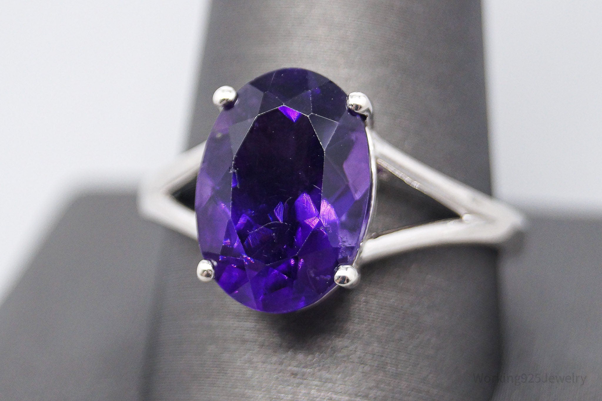 JTV DK Large Purple Amethyst Sterling Silver Ring - Size 12