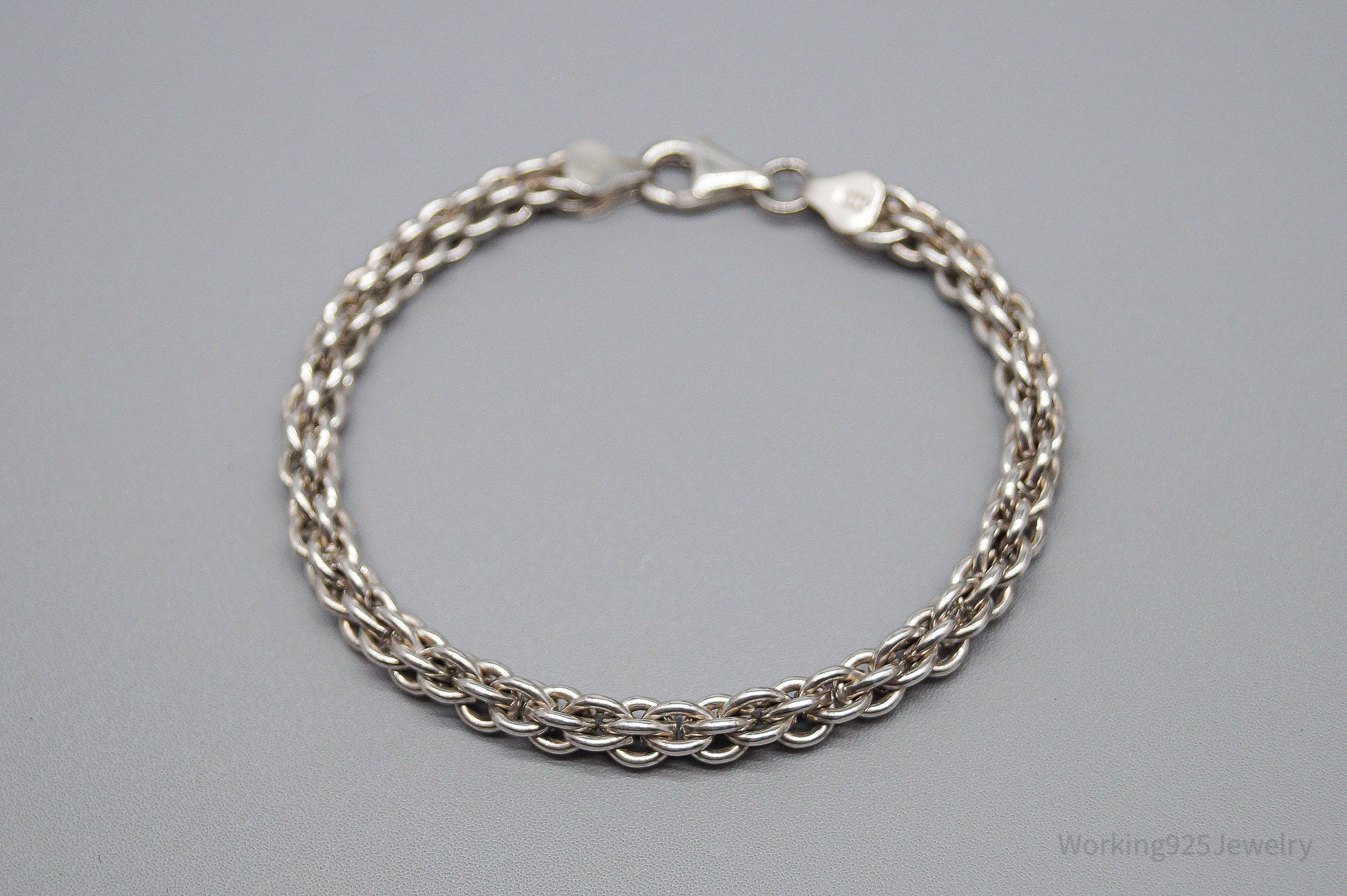 Vintage Italian Chainlink Sterling Silver Bracelet - 7 5/8"