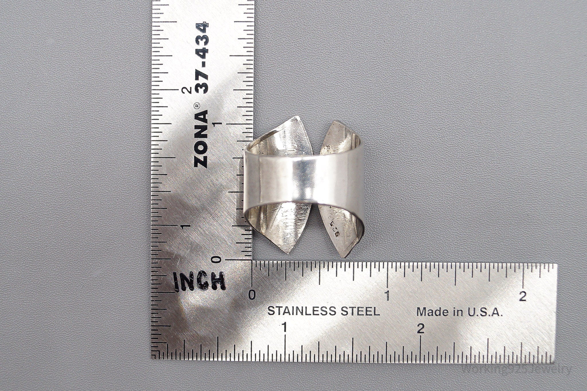 Vintage Sterling Silver Wide Band Ring - Size 9.75