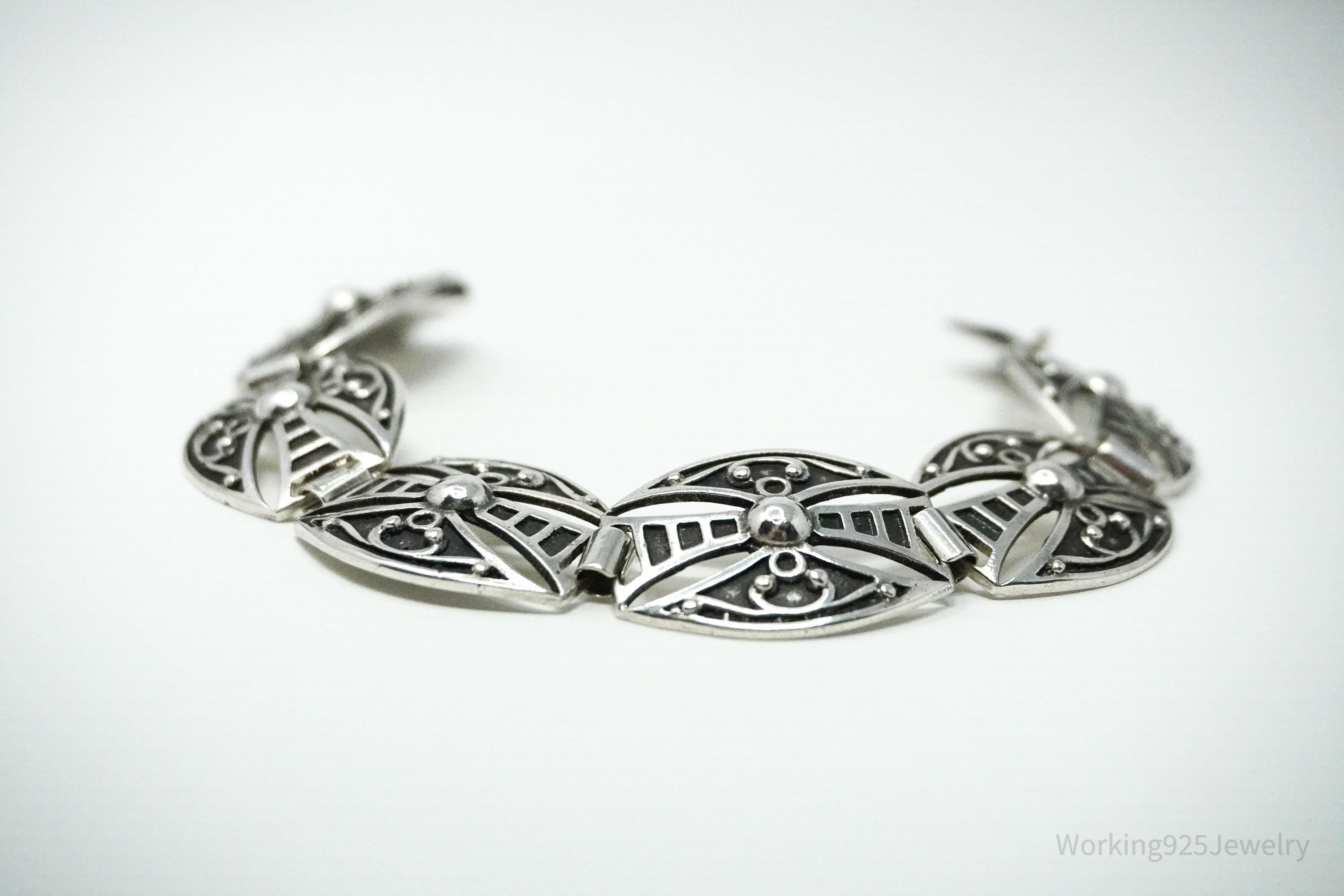 Vintage Dutch Modernist Silver Bracelet - 6.5"
