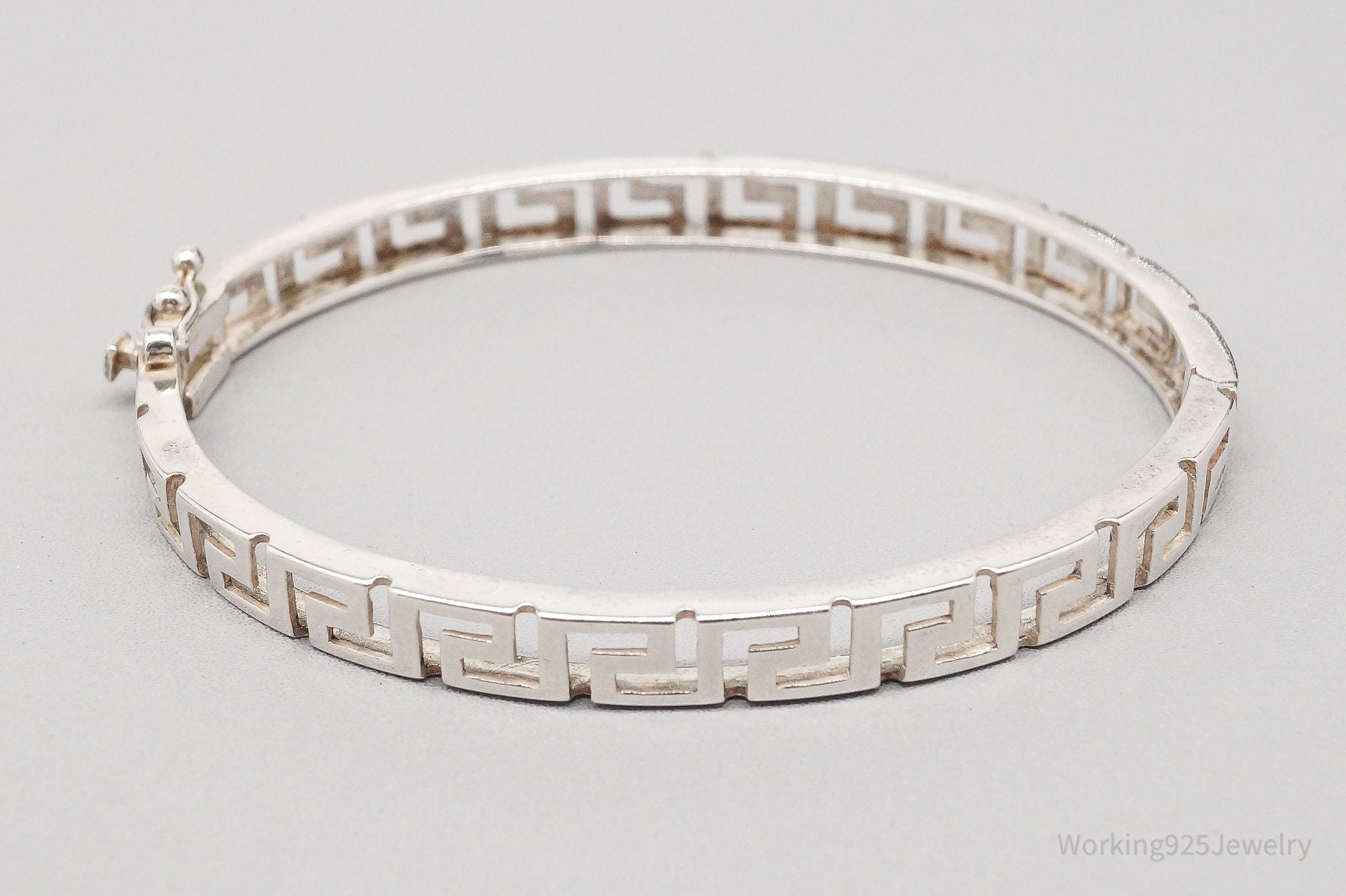 Vintage Greek Key Design Sterling Silver Bracelet