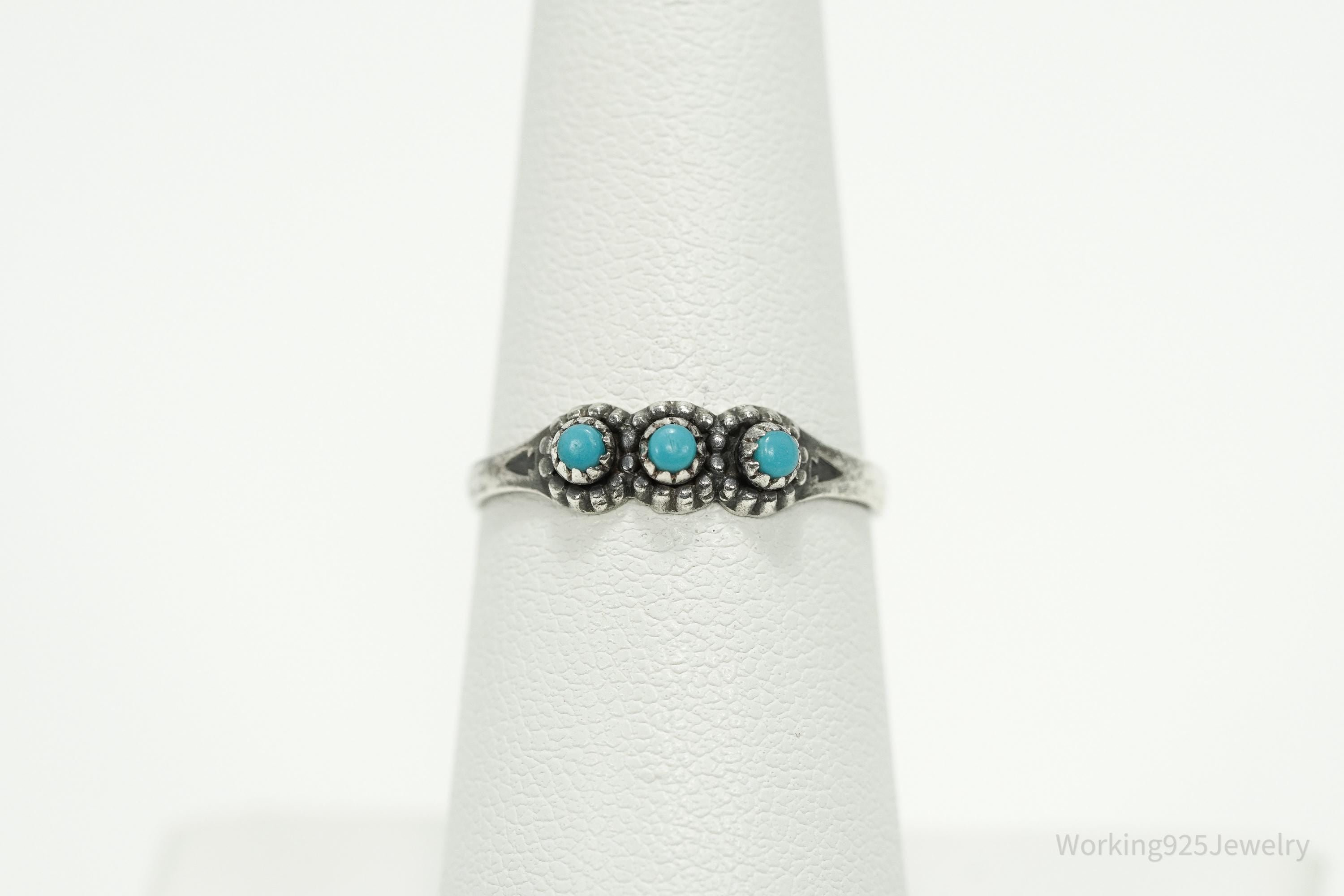 Vintage Native Bell Trading Post Turquoise Sterling Silver Ring - Size 6.5