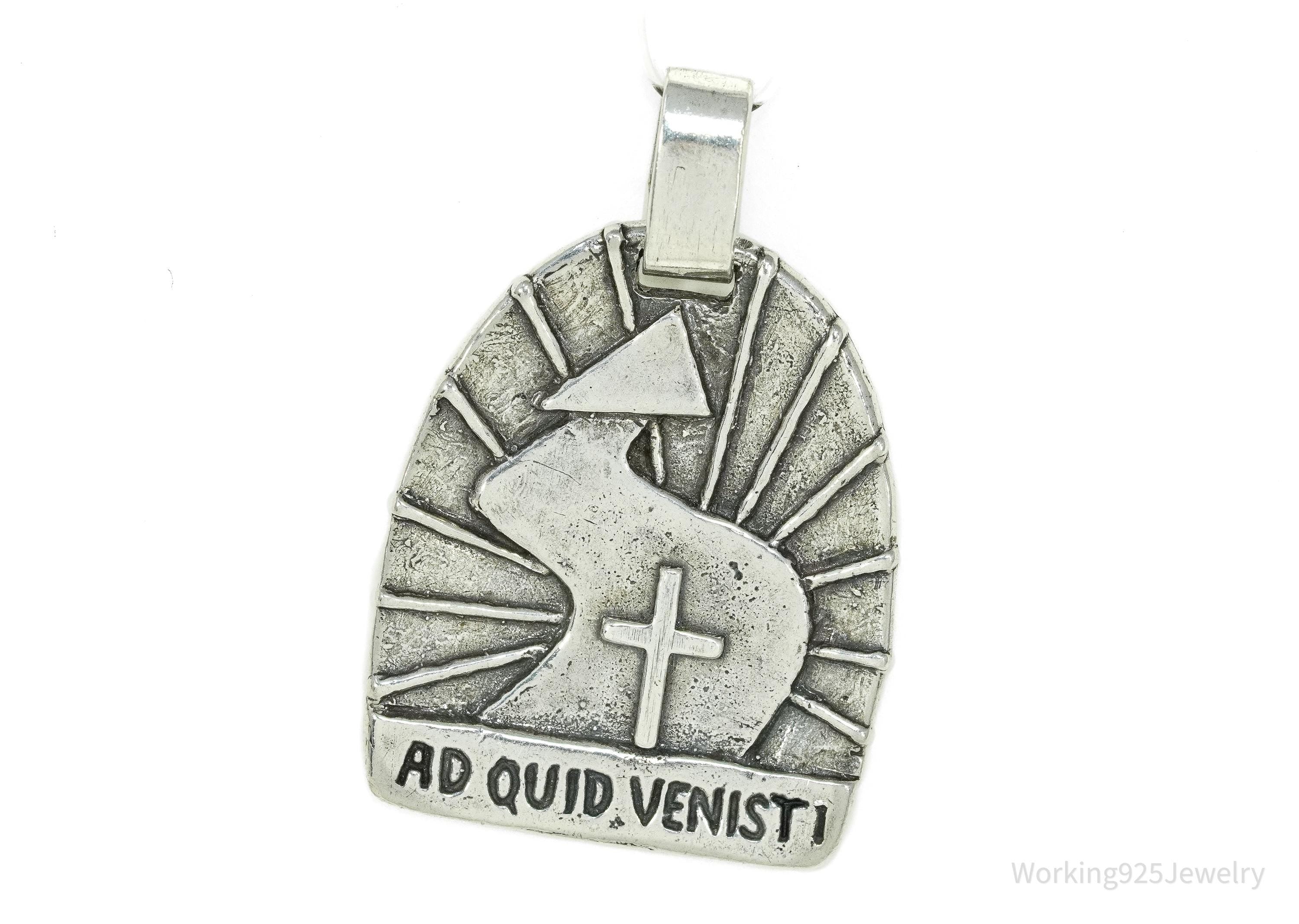 Vintage Acts 8 Sterling Silver Necklace Pendant 1 3/8"