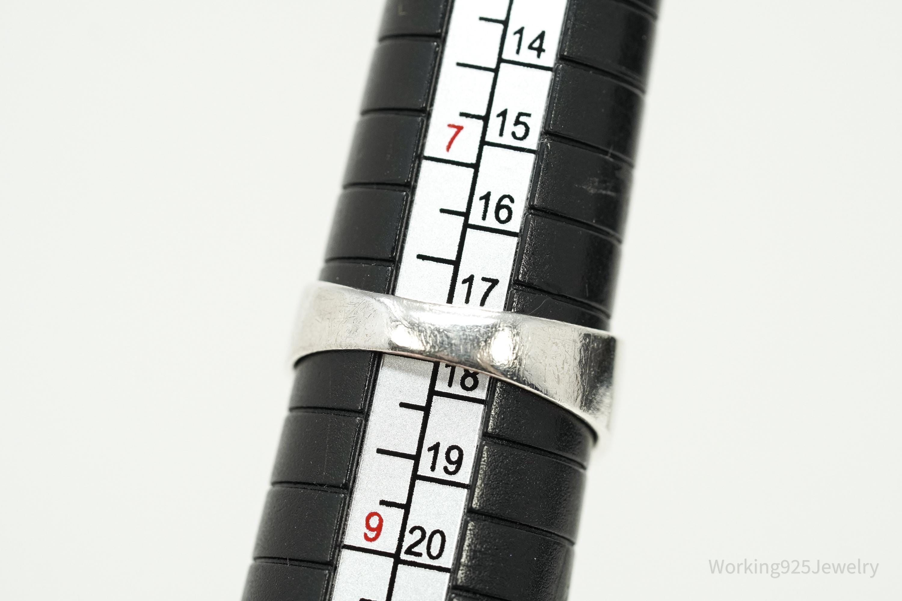 Vintage Chain Modernist Style Sterling Silver Ring - Size 8