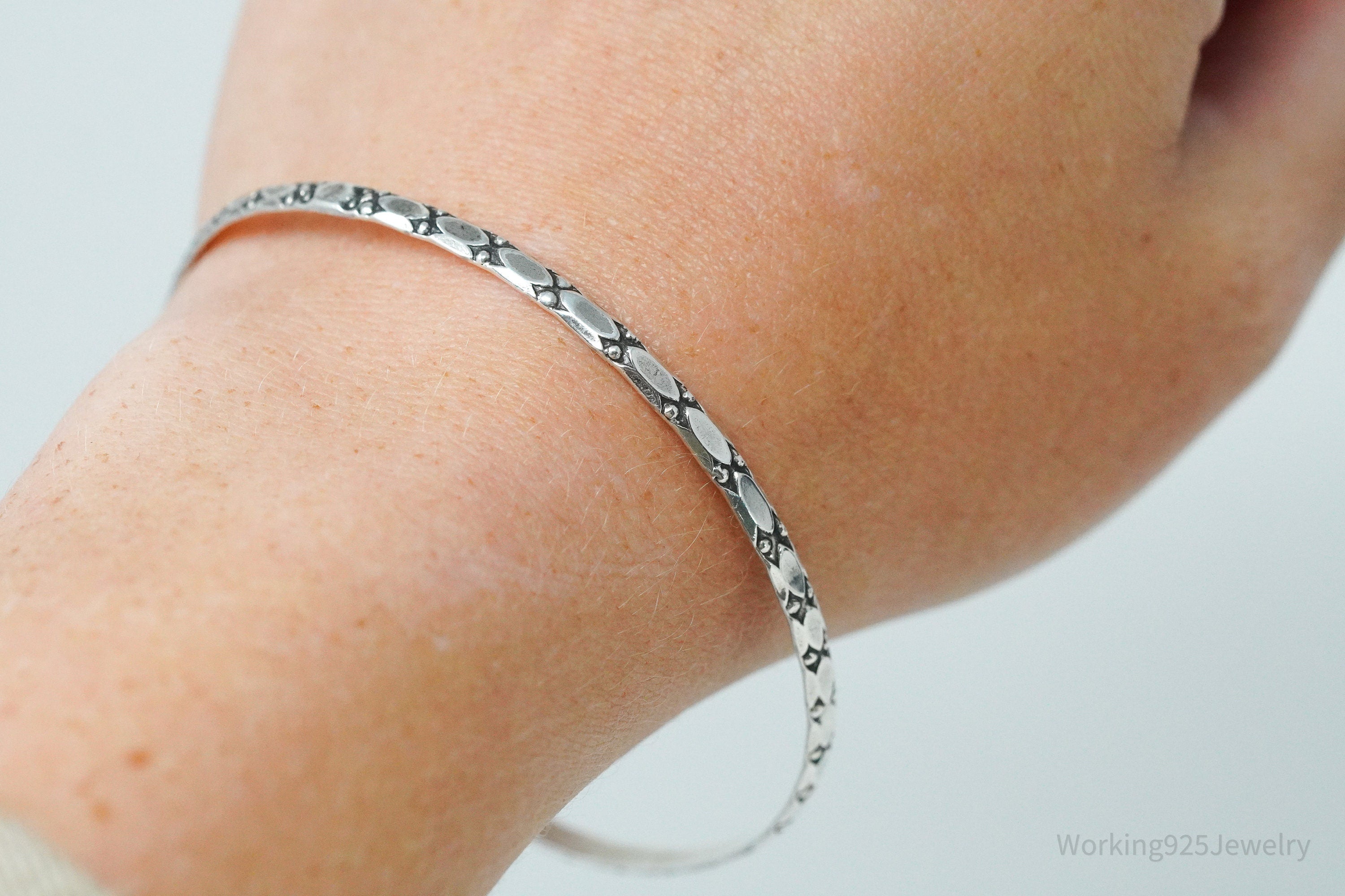 Antique Designer Danecraft Pattern Sterling Silver Bracelet 8"