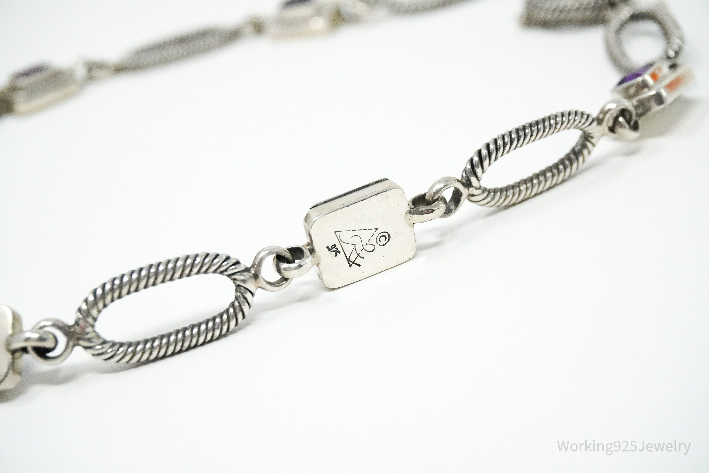 Vintage Designer Amethyst Sterling Silver Necklace 18"