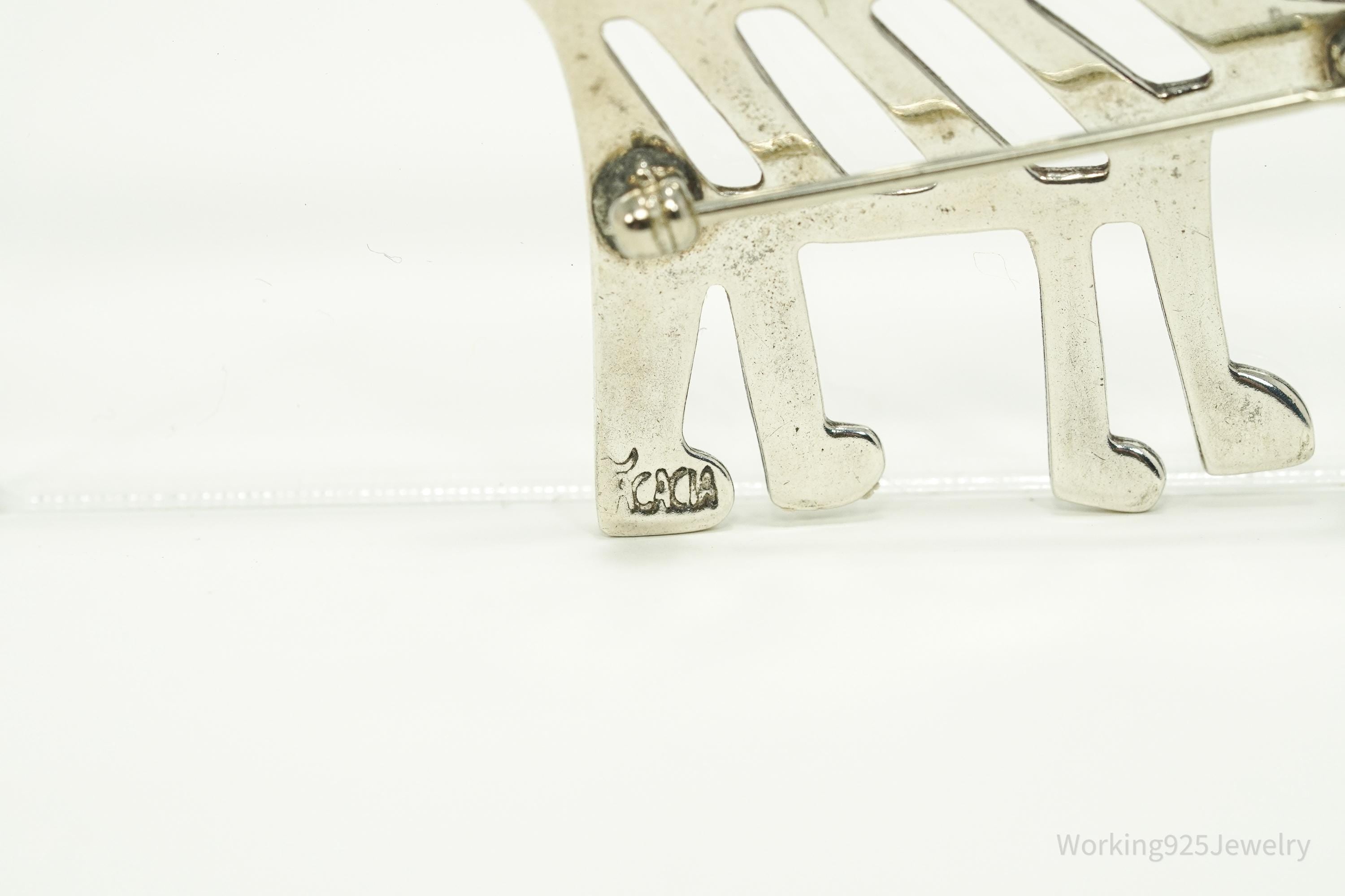 Vintage Acacia Modernist Dog Silver Brooch Pin