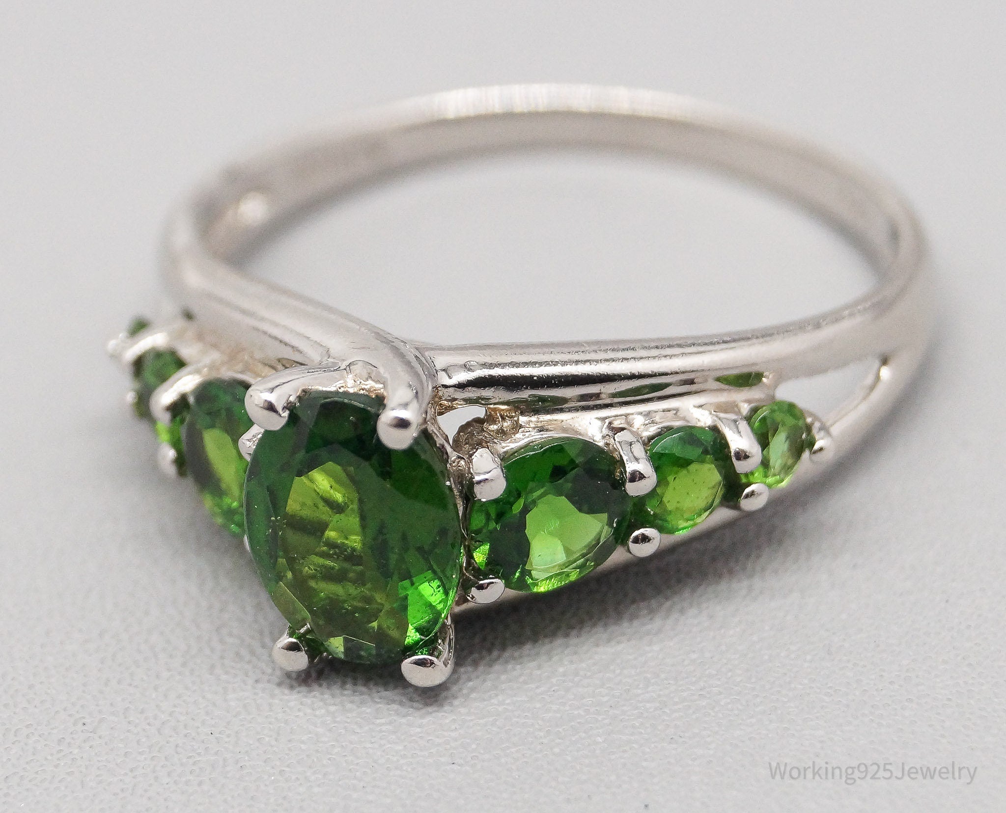 JTV Green Chrome Diopside Sterling Silver Ring - Size 10