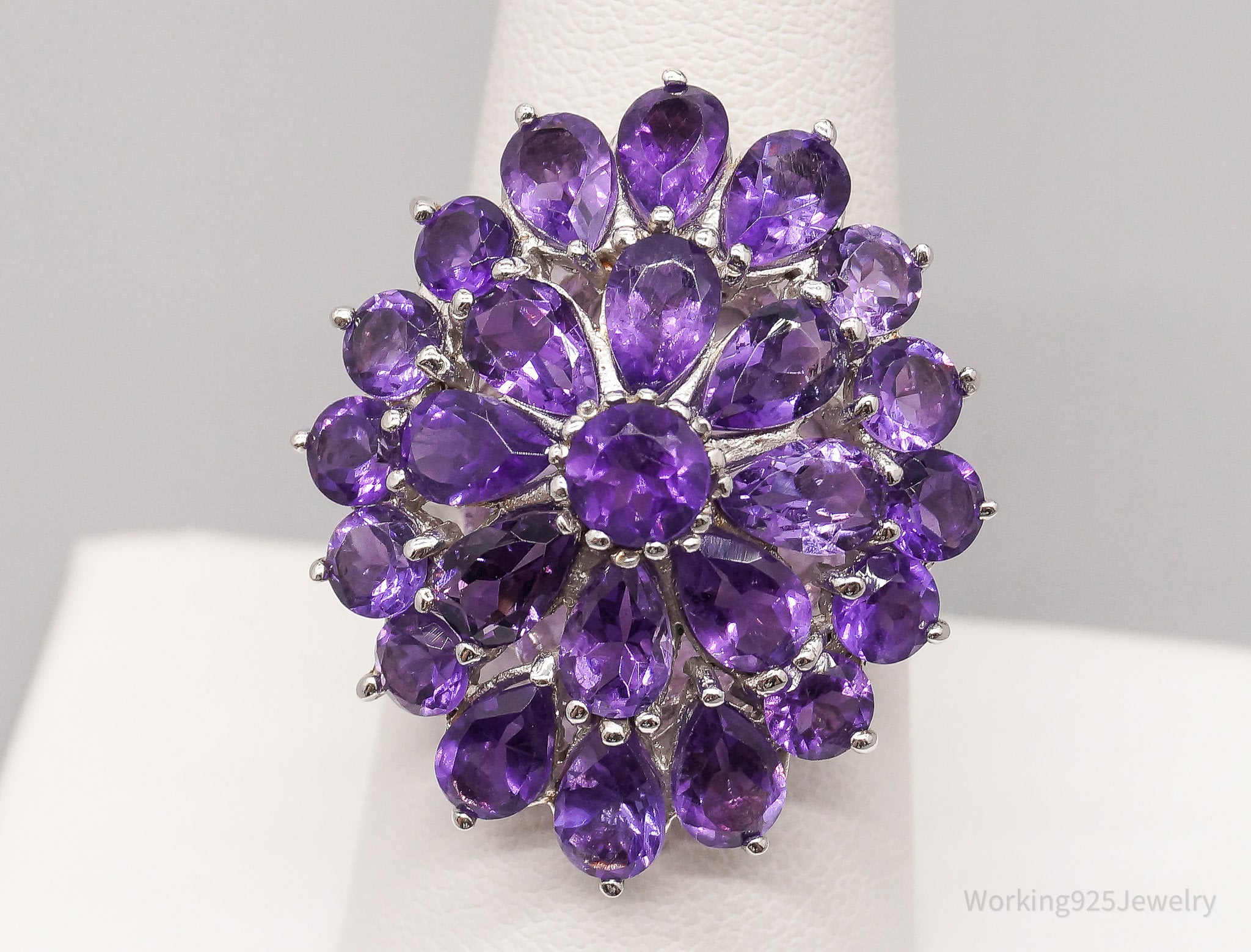 Vintage Amethyst Sterling Silver Ring - Size 8.25