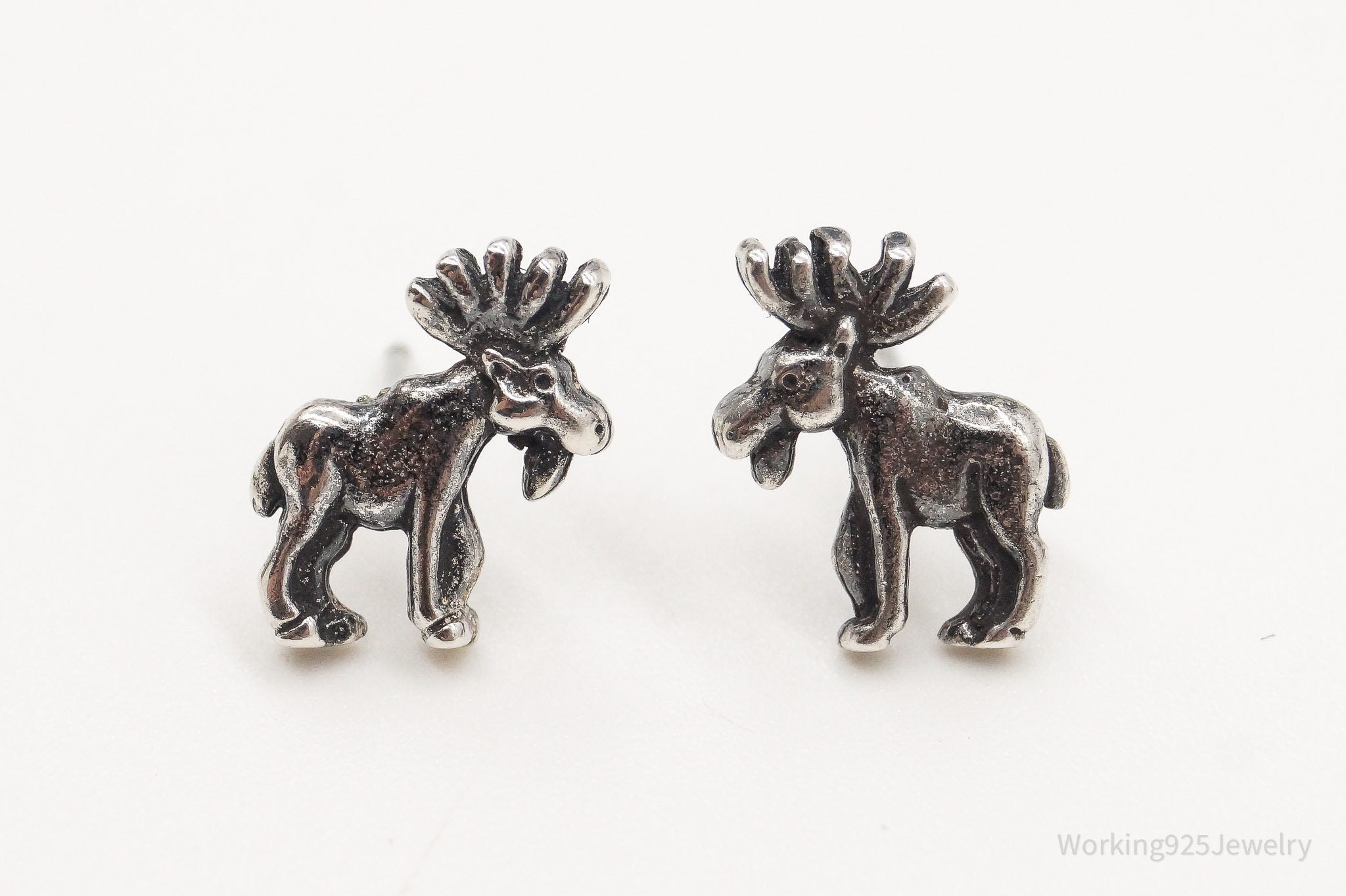 Vintage Moose Silver Stud Earrings