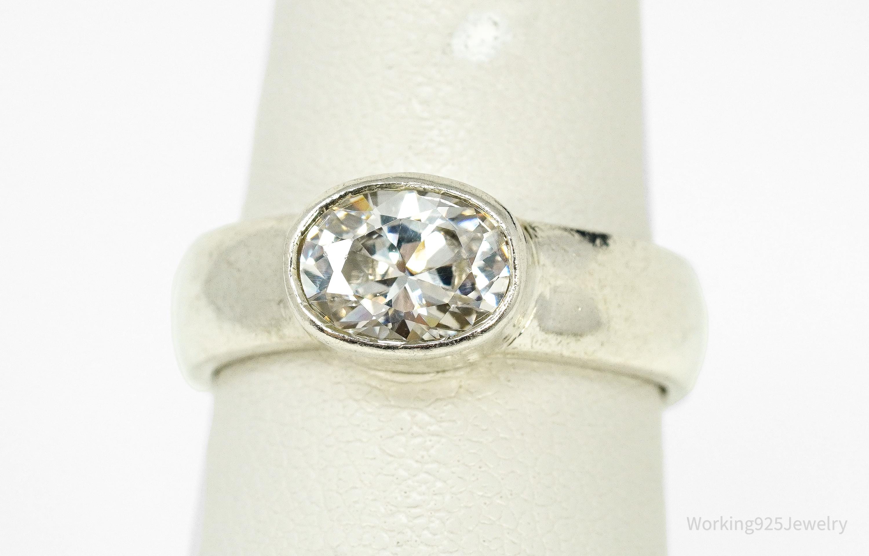 Vintage Cubic Zirconia Sterling Silver Ring Size 7