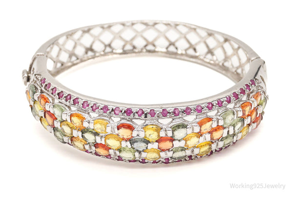 Vintage Ruby Citrine Peridot Sterling Silver Bracelet