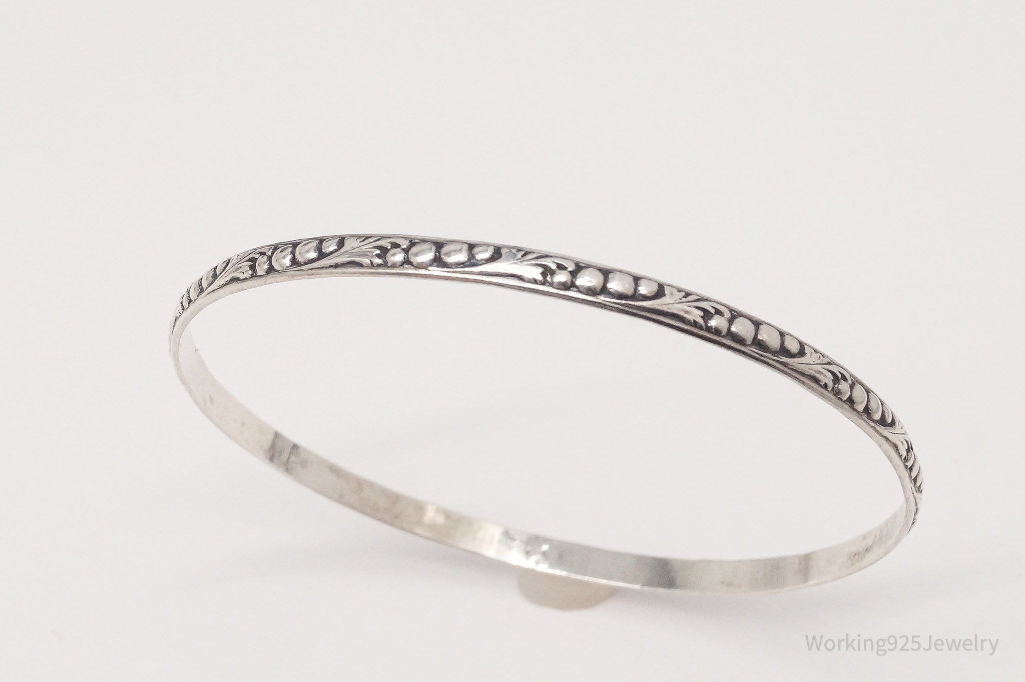 Antique Art Nouveau Sterling Silver Bangle Bracelet 7.75"