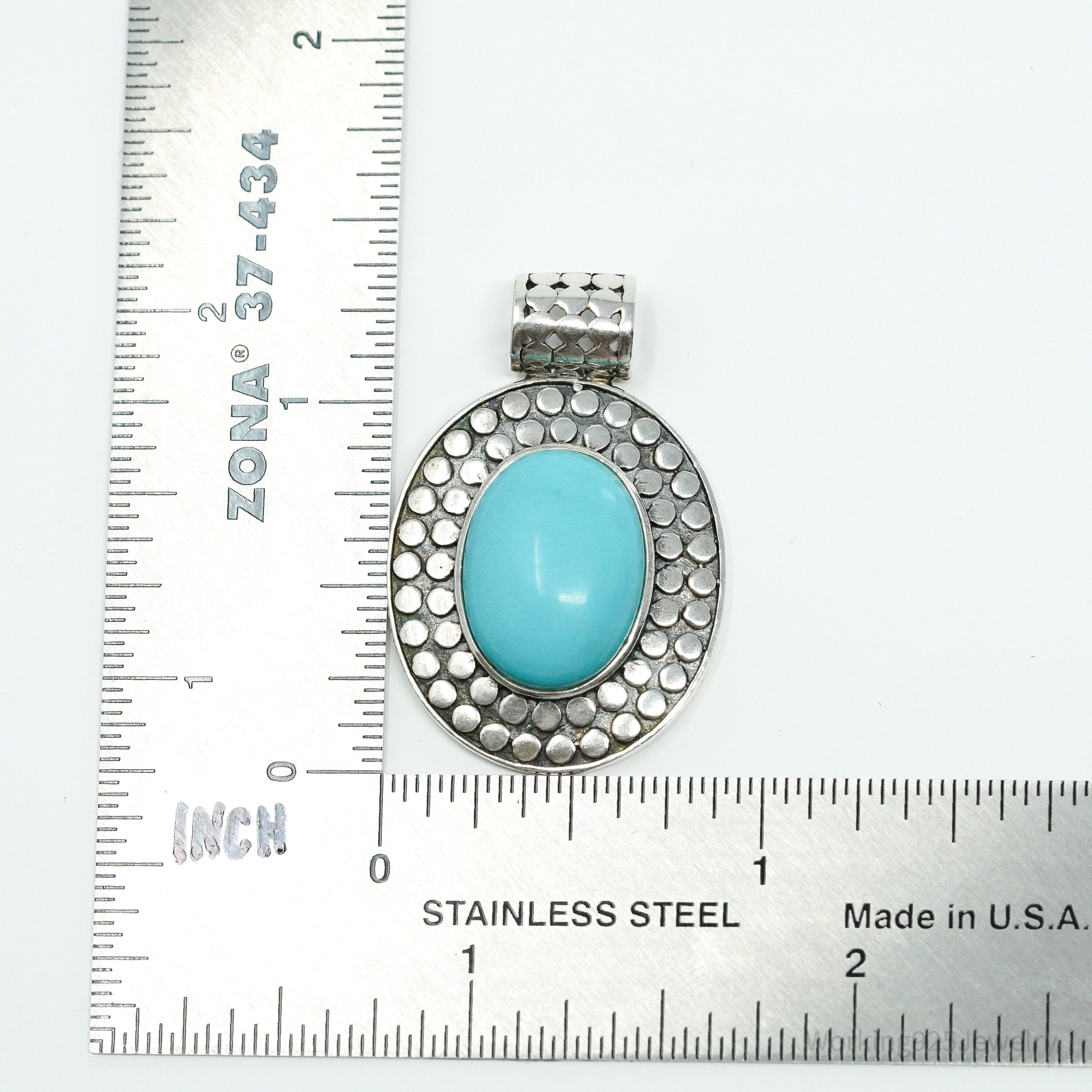 Vintage Blue Turquoise Sterling Silver Pendant