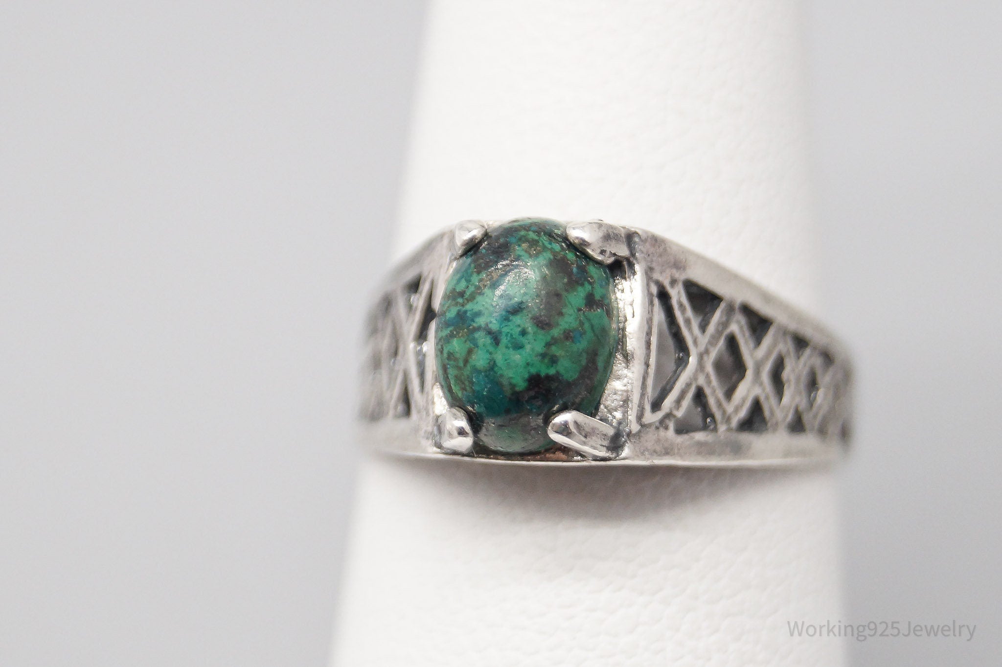 Vintage Chrysocolla Sterling Silver Ring - Size 6.75