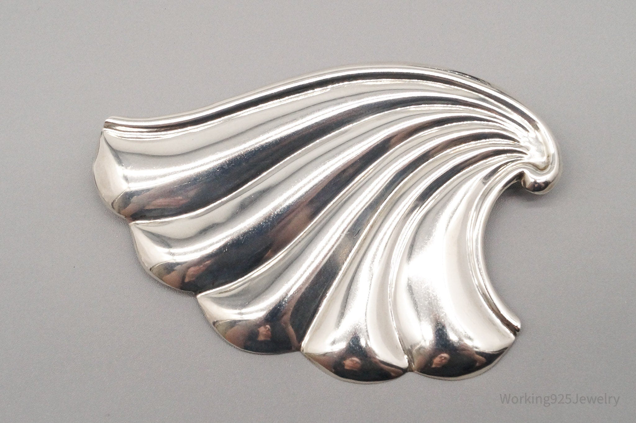 Vintage Large Mexico Modernist Sterling Silver Brooch Pin Pendant