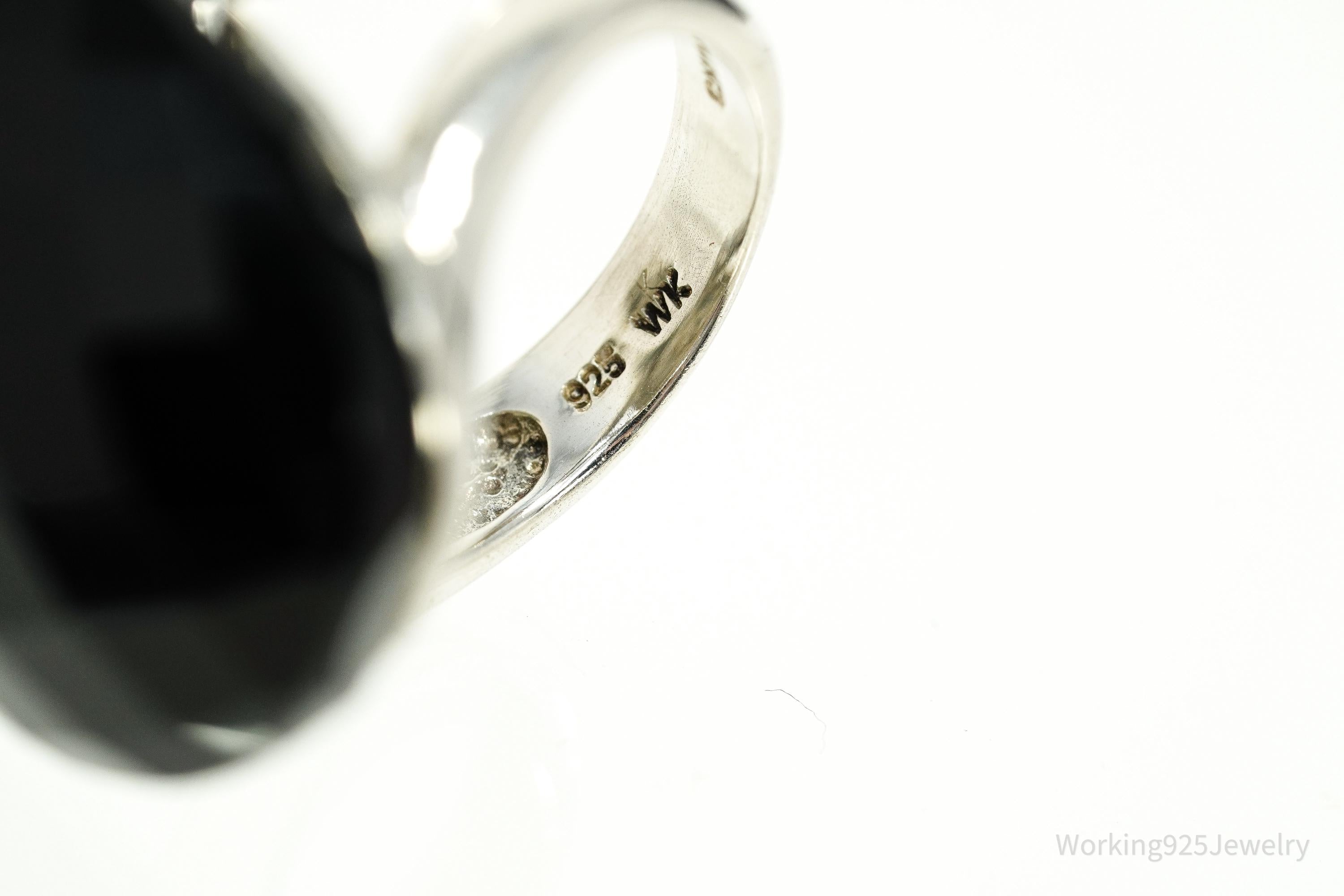 Vintage Whitney Kelly Large Black Onyx Sterling Silver Ring - Size 7