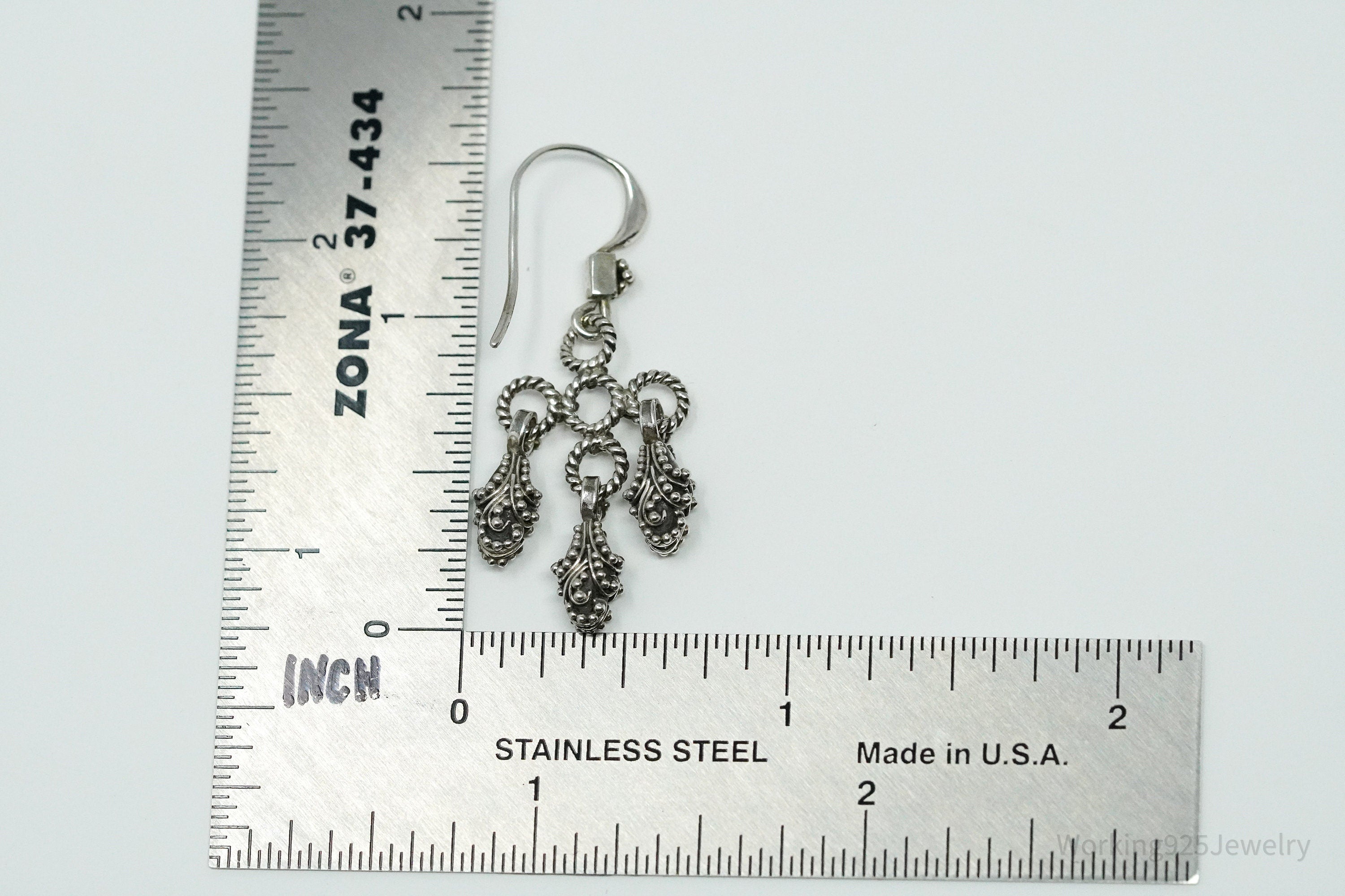 Vintage Granulated Style Sterling Silver Earrings