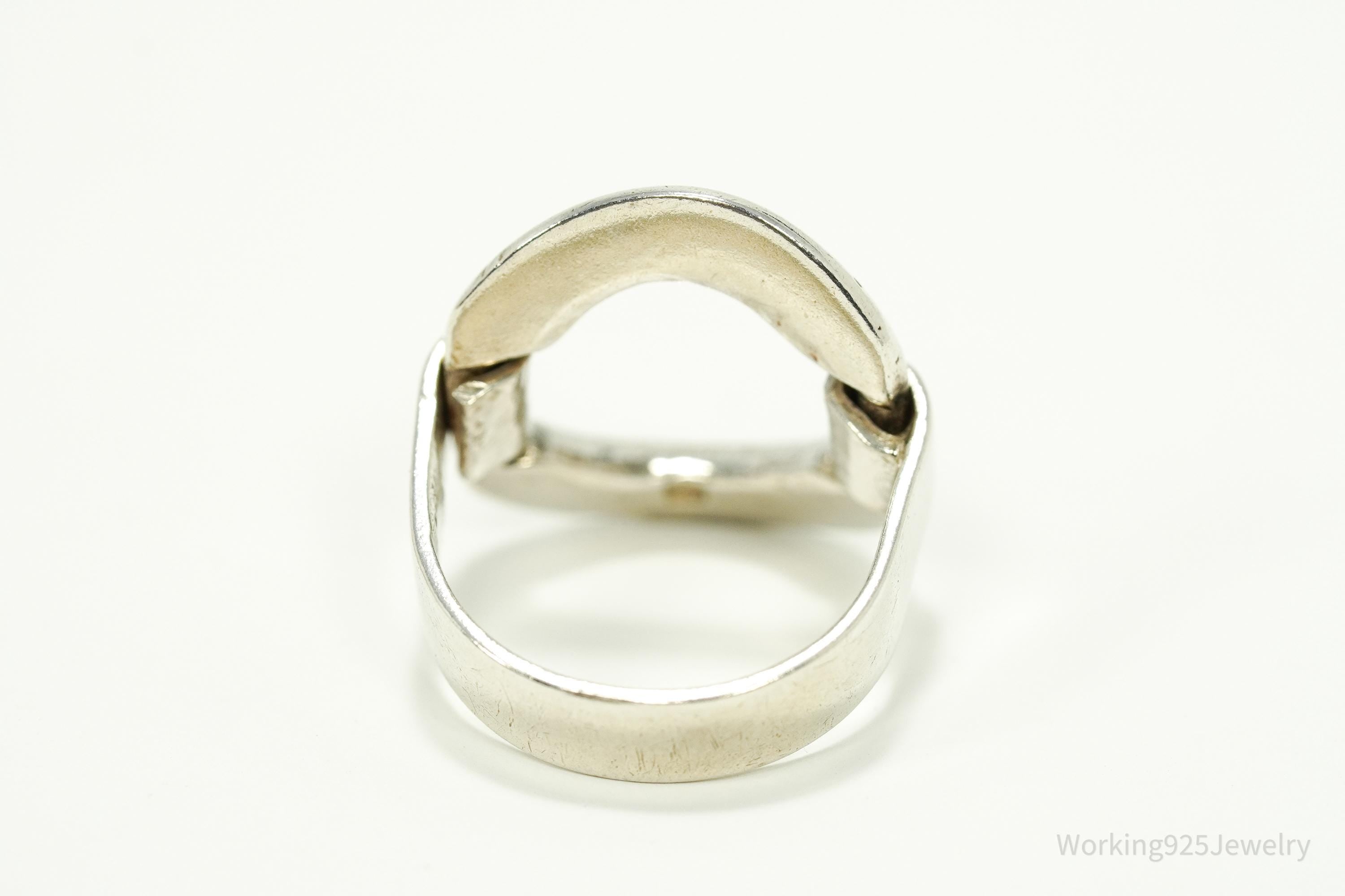 Vintage Egyptian Modernist Style Silver Ring - Size 7