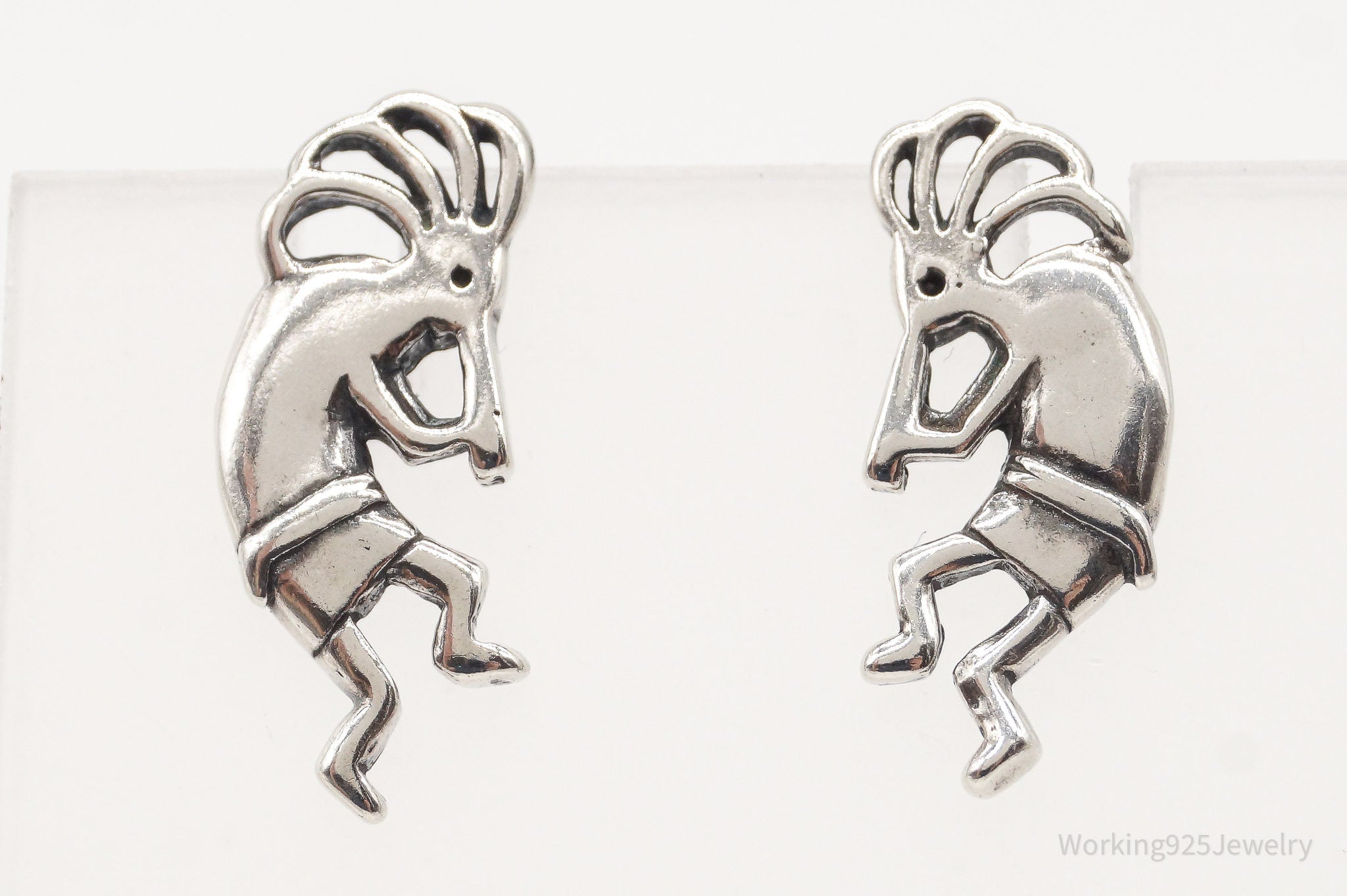 Vintage Native American Dancing Kokopelli Sterling Silver Earrings